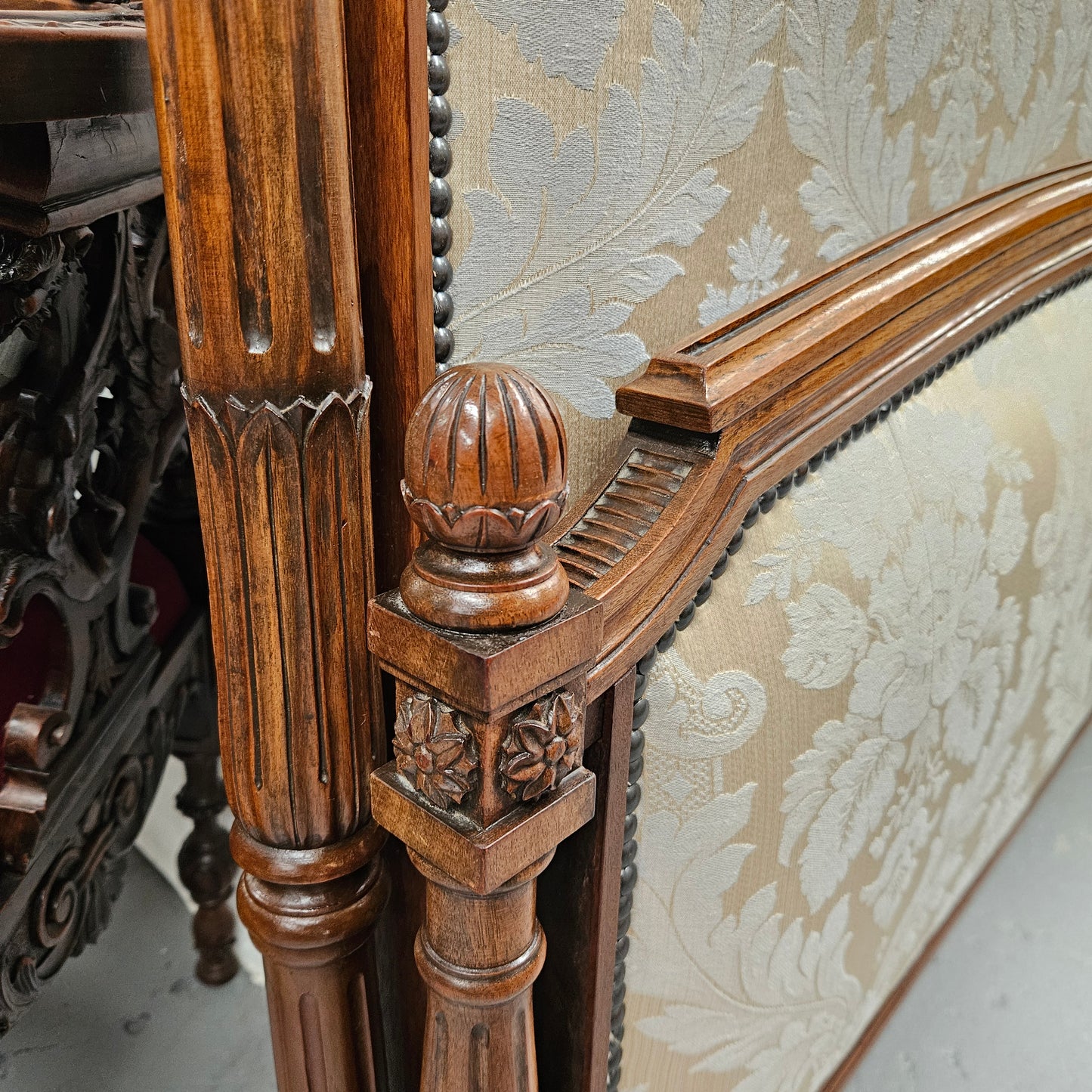 19th Century Louis XVI Style Walnut King Size Bed