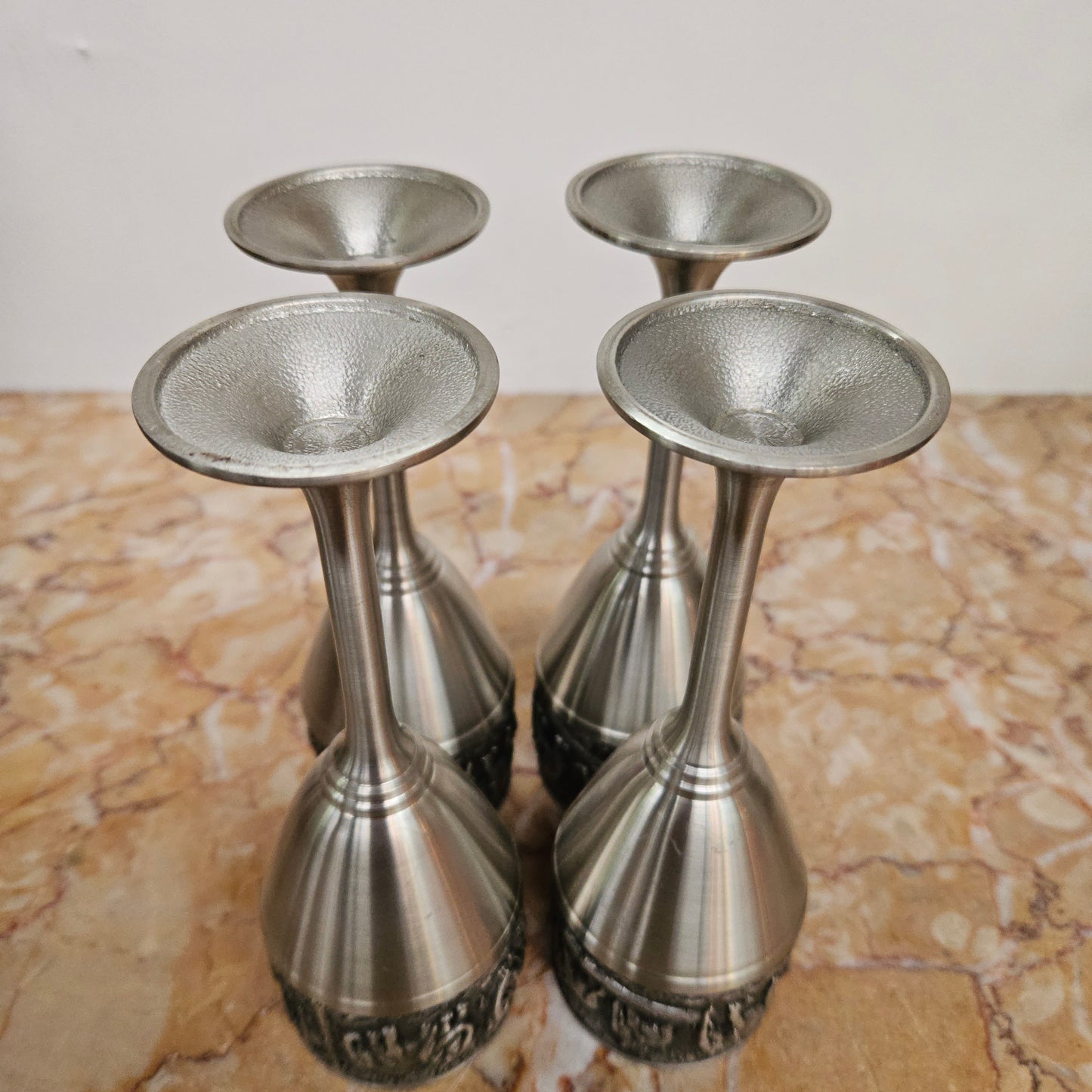 Vintage Pewter Elephants Goblets Set of Four