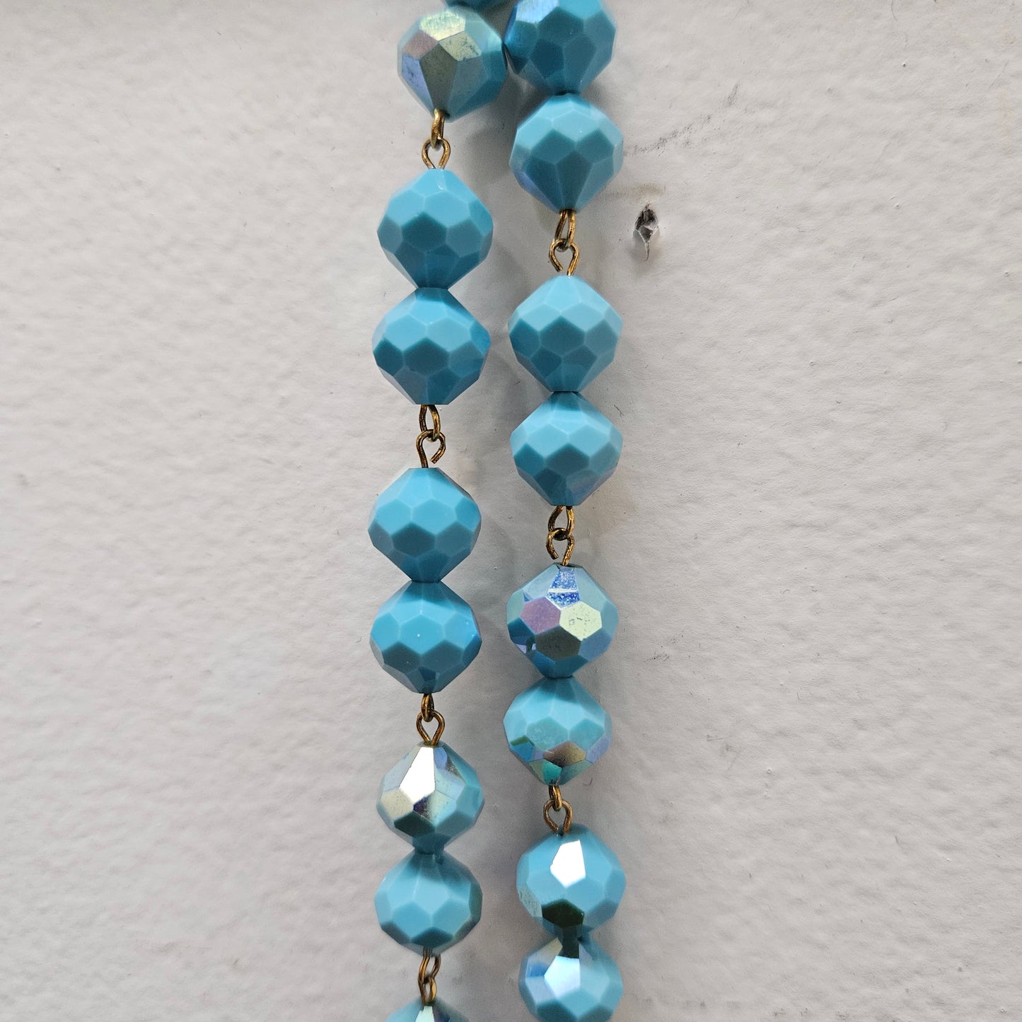 Vintage Turquoise Crystal Iridescent Glass Beads