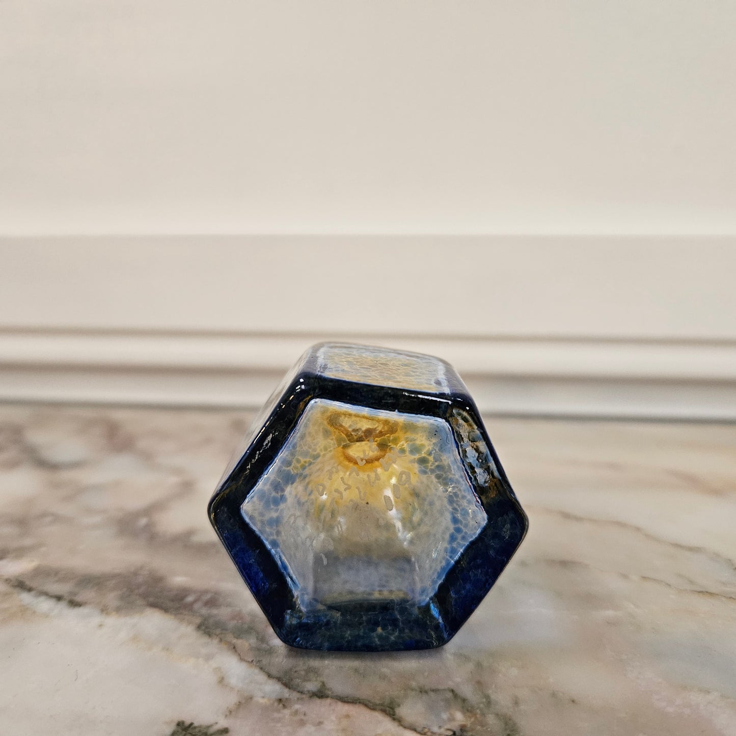 Beautiful yellow and blue Kosta Boda bud vase, with its original sticker. Please view photos as they help form part of the description.