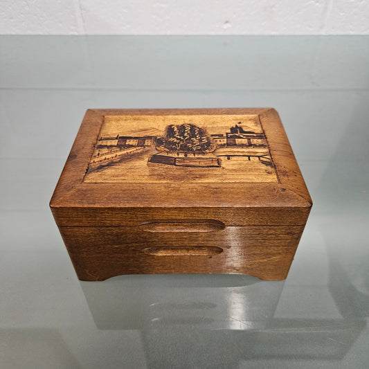 Vintage Wooden Carved Music Jewellery Box