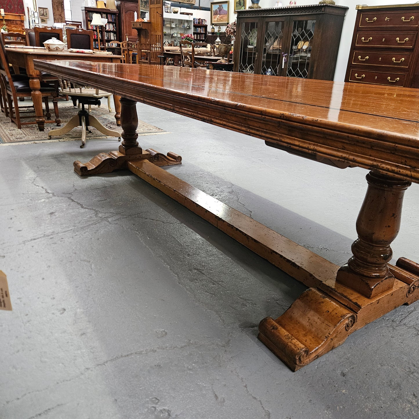 Vintage Three Metre Cherry Wood Farmhouse Style Table