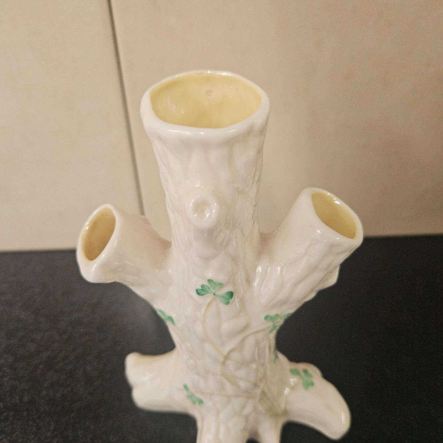 Belleek China Shamrock Tree Trunk Vase