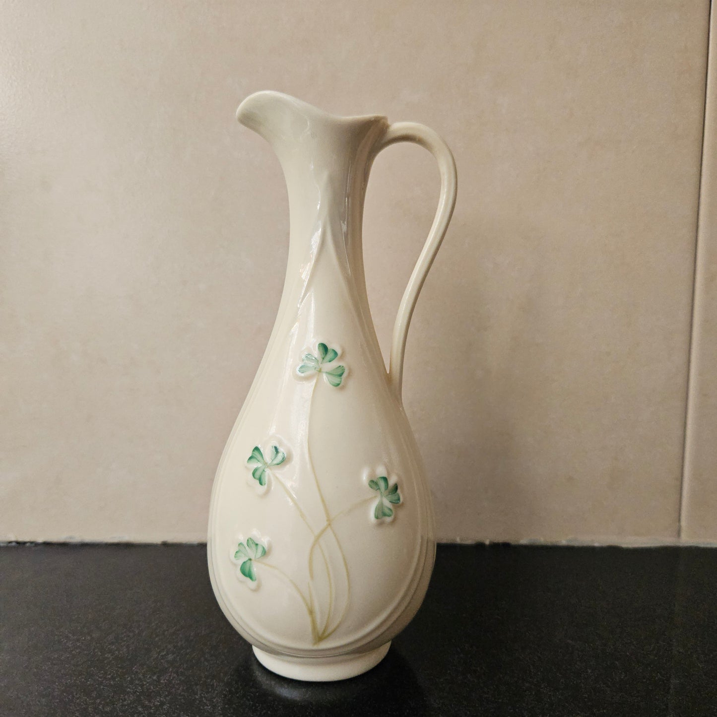 Large Belleek Shamrock Pitcher