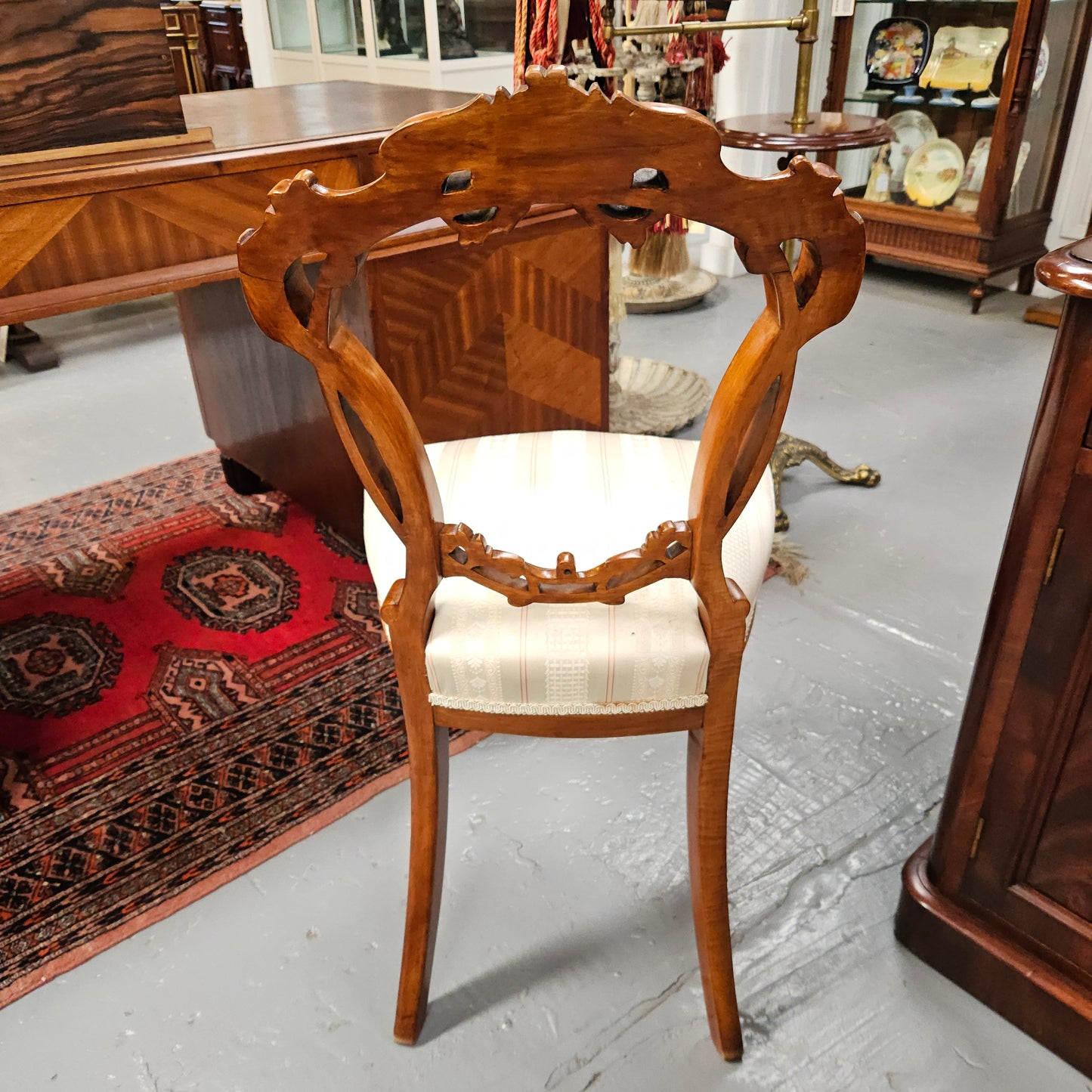 Victorian Walnut Carved Back Side Chair