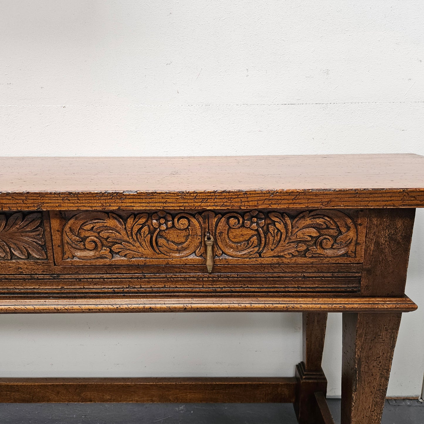 Spanish Style French Elm Two Drawer Console Table