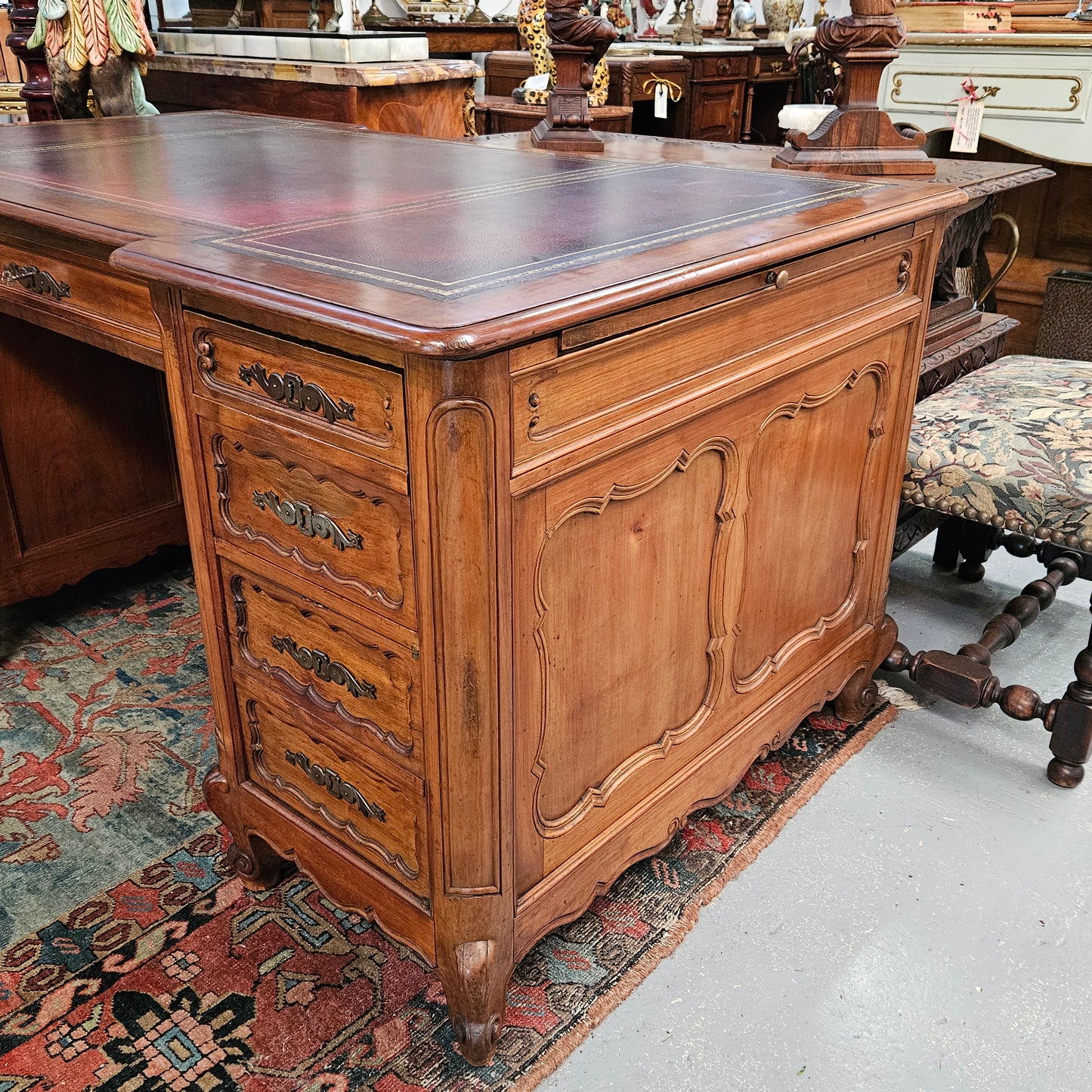 Stunning French Louis XV Style Leather Top Desk