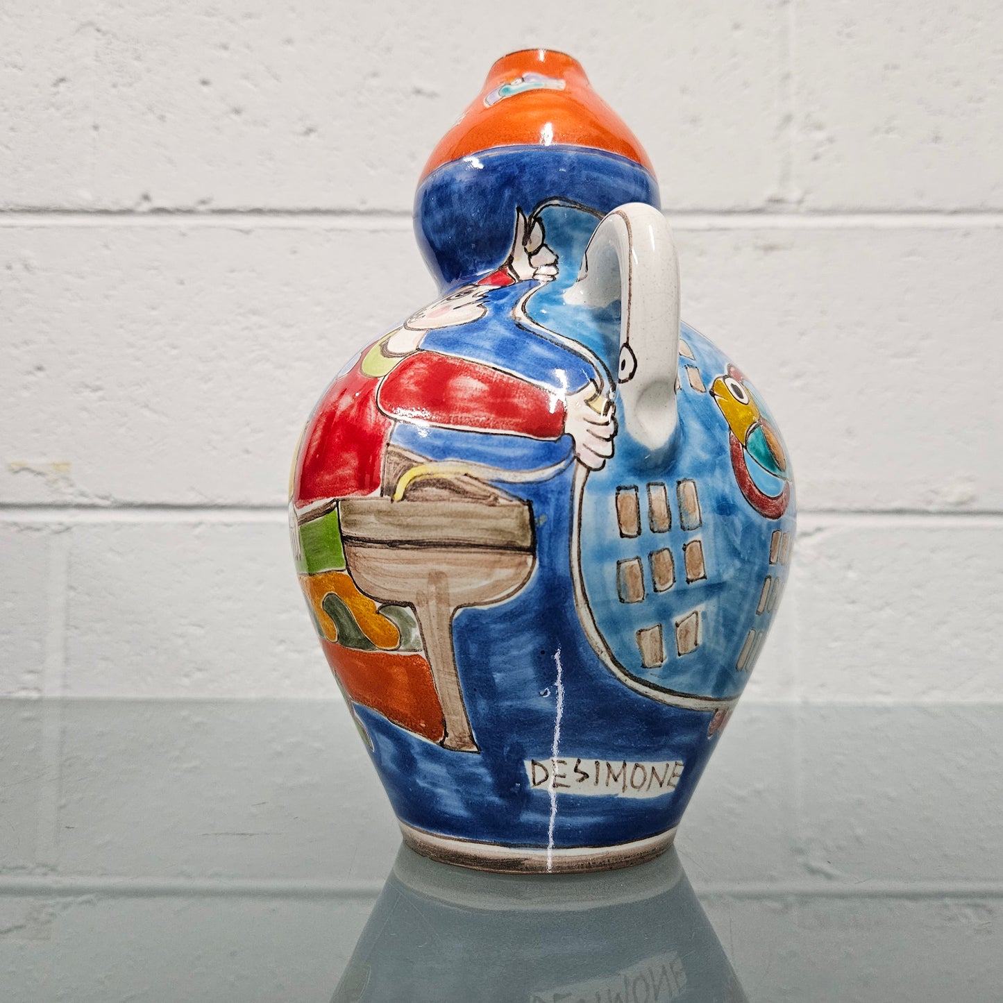 Giovanni Desimone Italian Hand Painted Mid Century Modern Vase