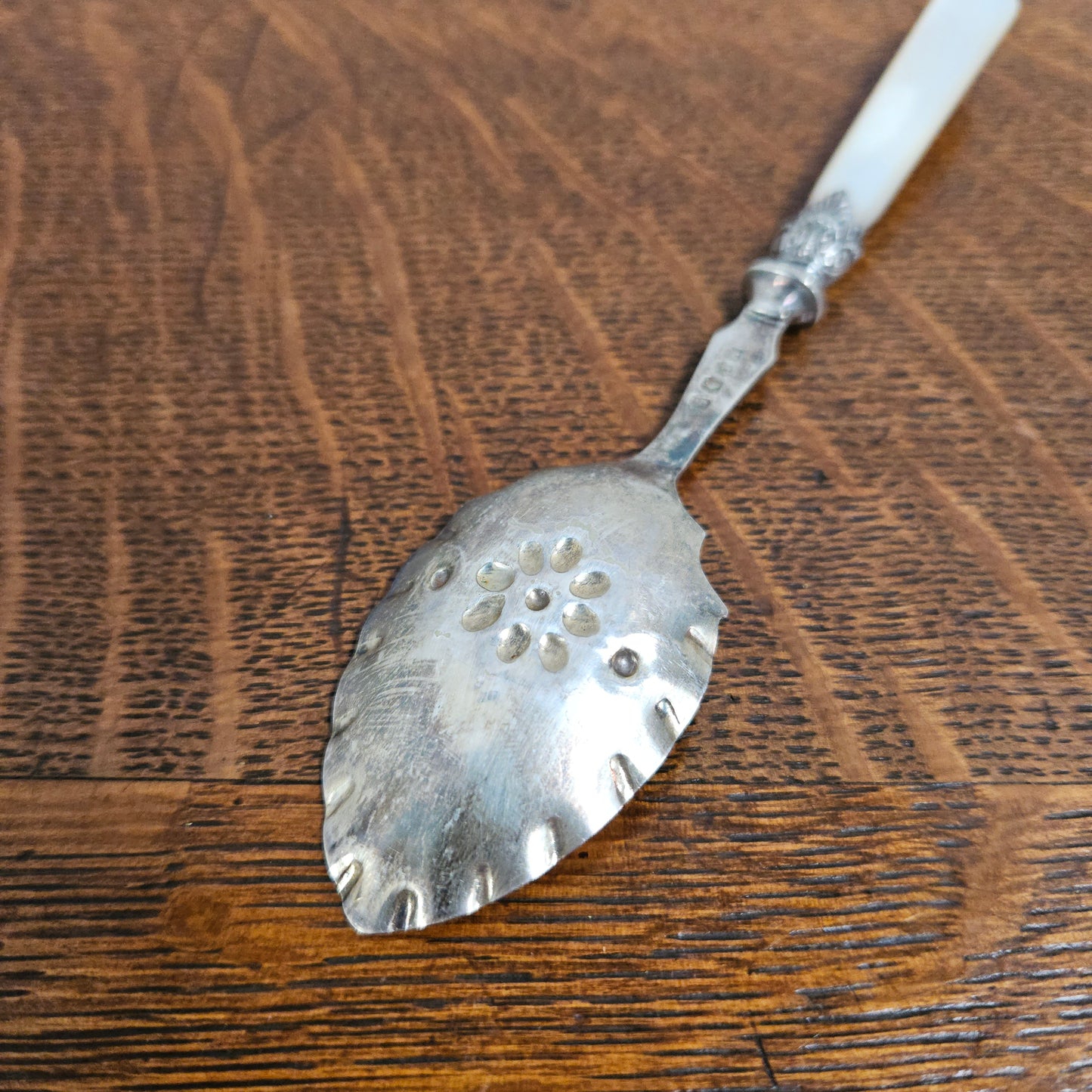 Antique Mother of Pearl & EPNS Silver Serving Spoon