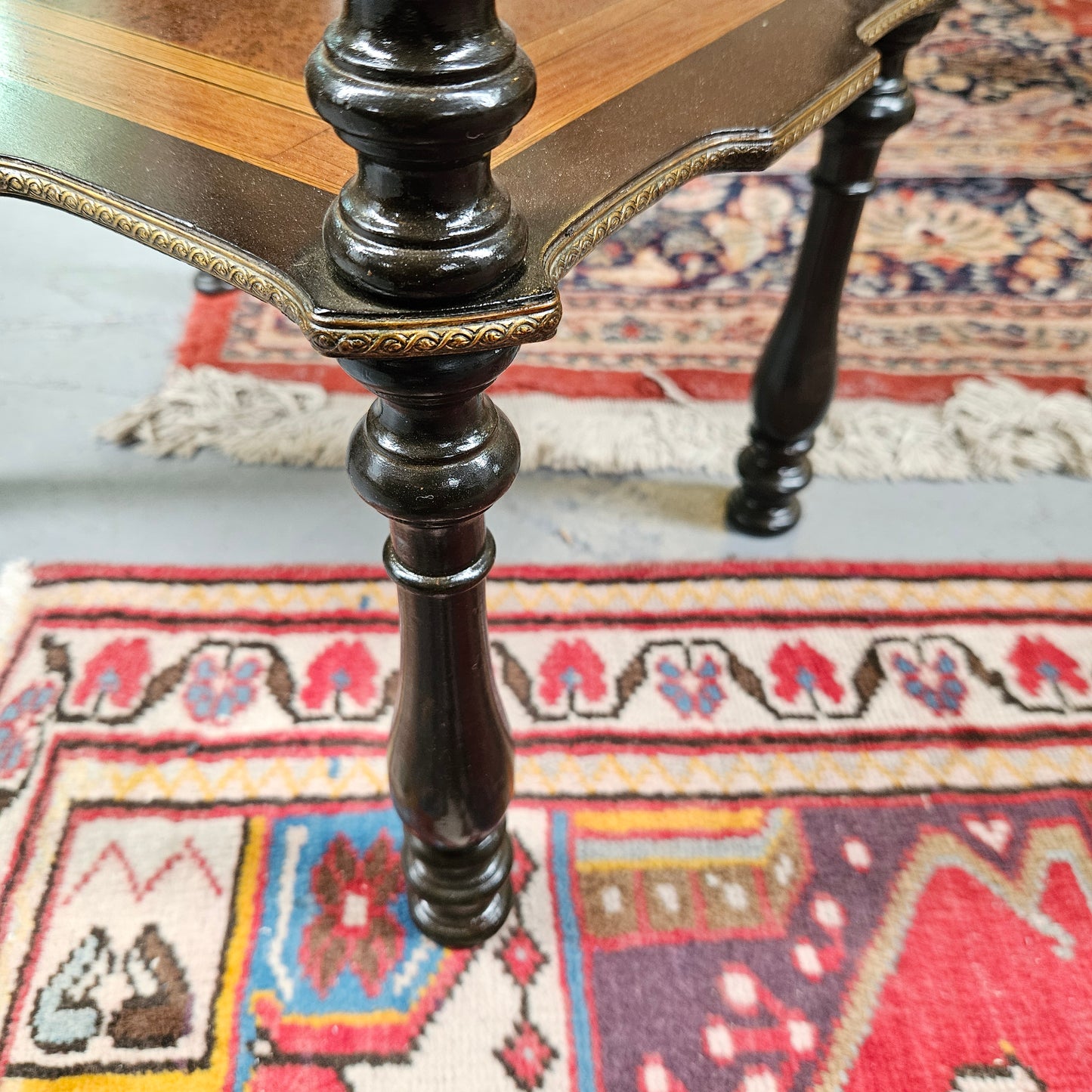 French Inlaid Side Table With Brass Fittings