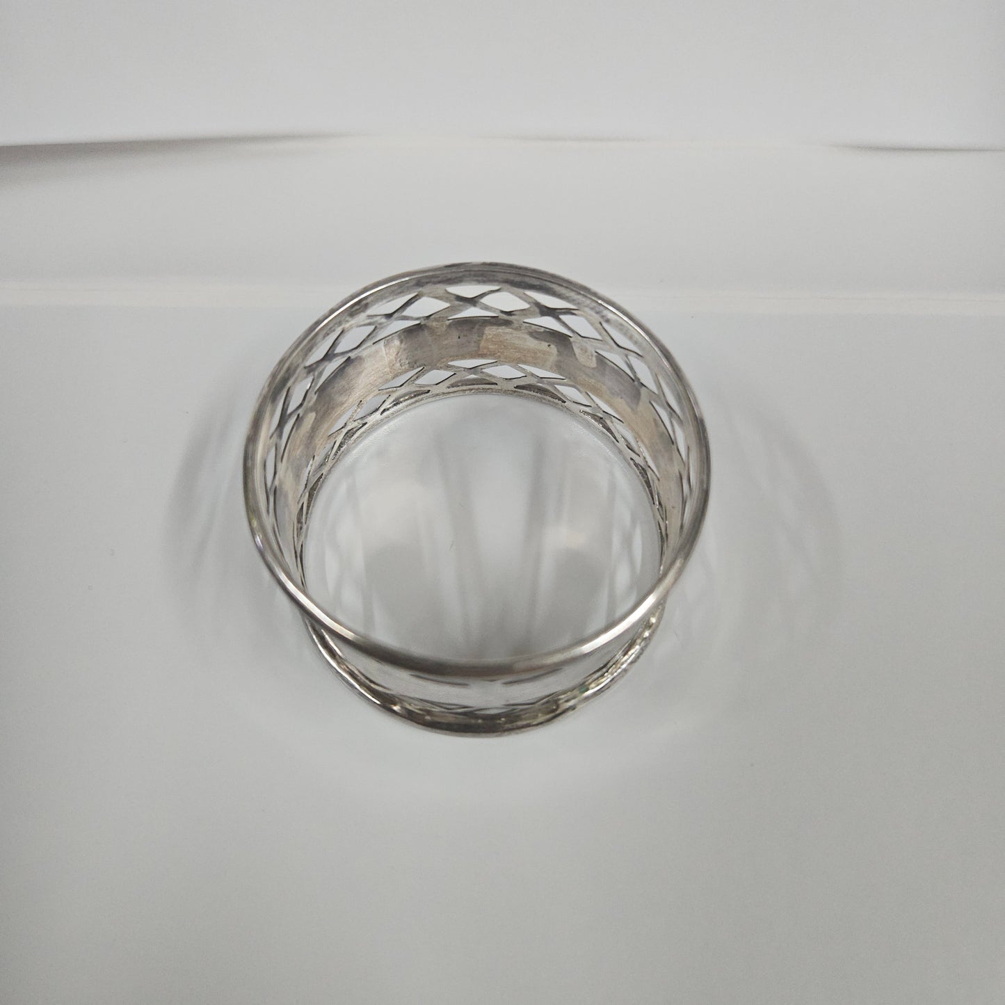 Pair Antique Sterling Silver Pierced Serviette Rings