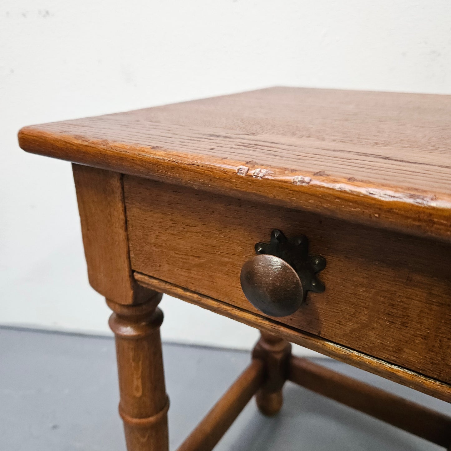 French Oak Farmhouse Style Side Table