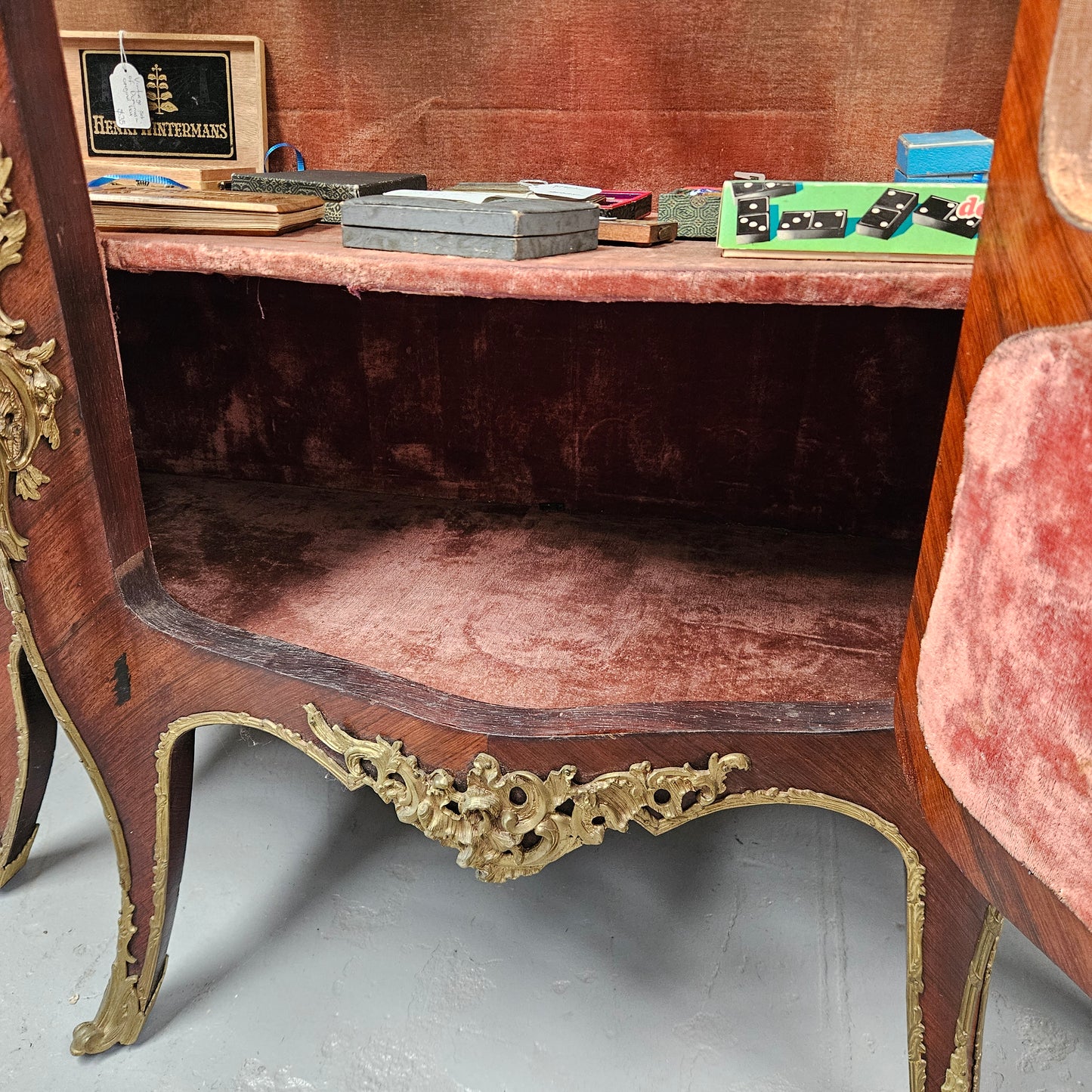 Rare Rosewood Vitrine With Stunning Hand Painted Panels & Gilt Bronze Ormolu trim
