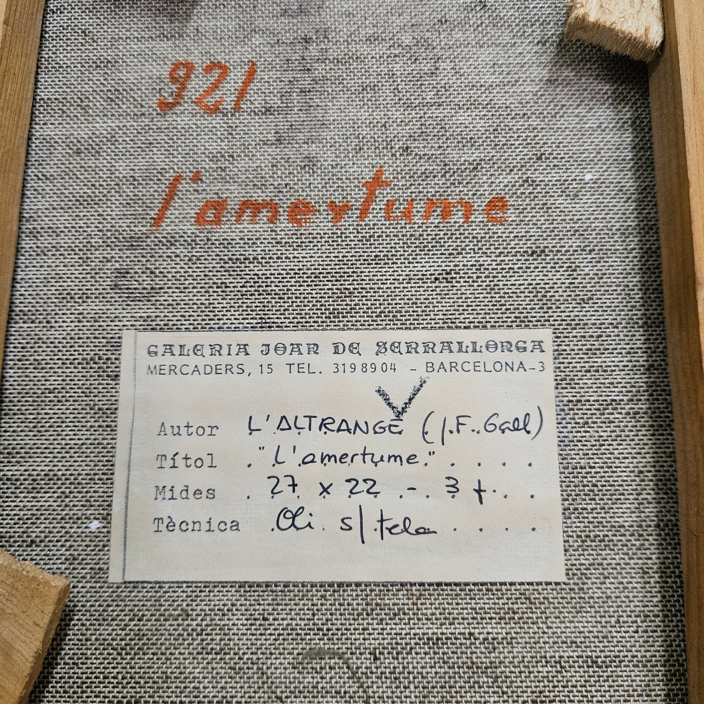 Vintage Framed Abstract Oil Painting Barcelona L'Altrange (LF Gall)