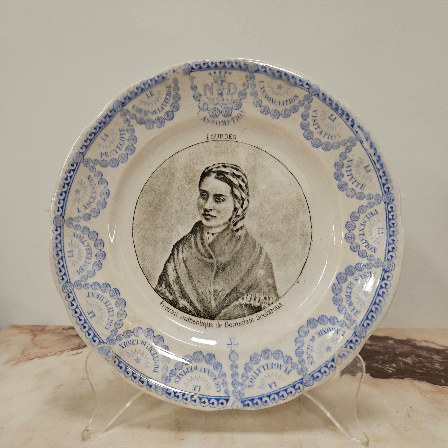 Antique French 'Lourdes' Plate