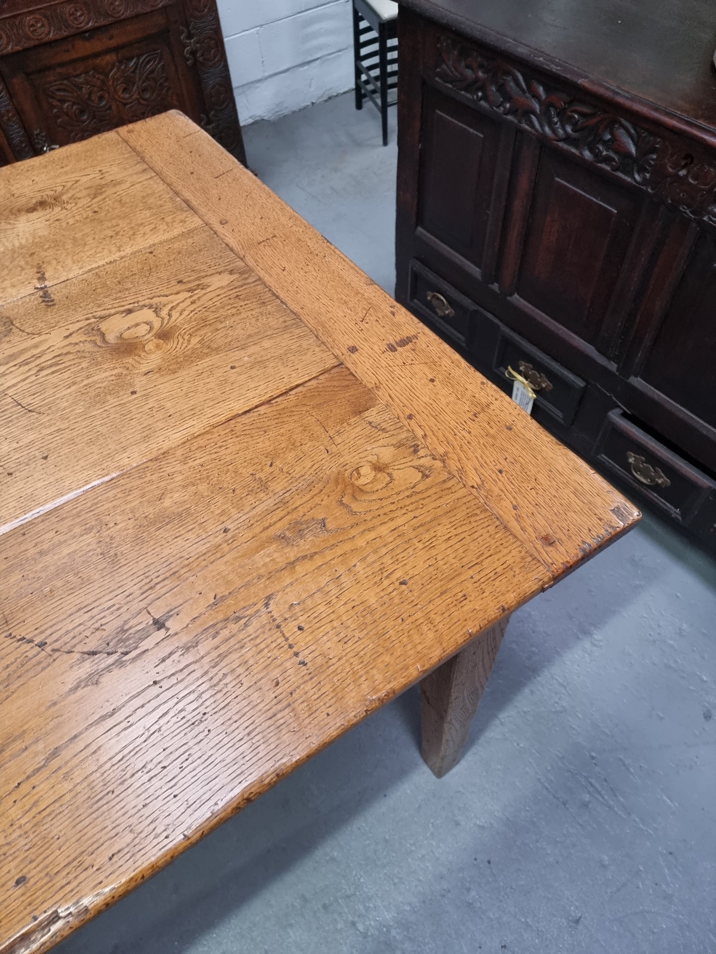 Vintage Reclaimed French Oak Three Plank Farmhouse Table