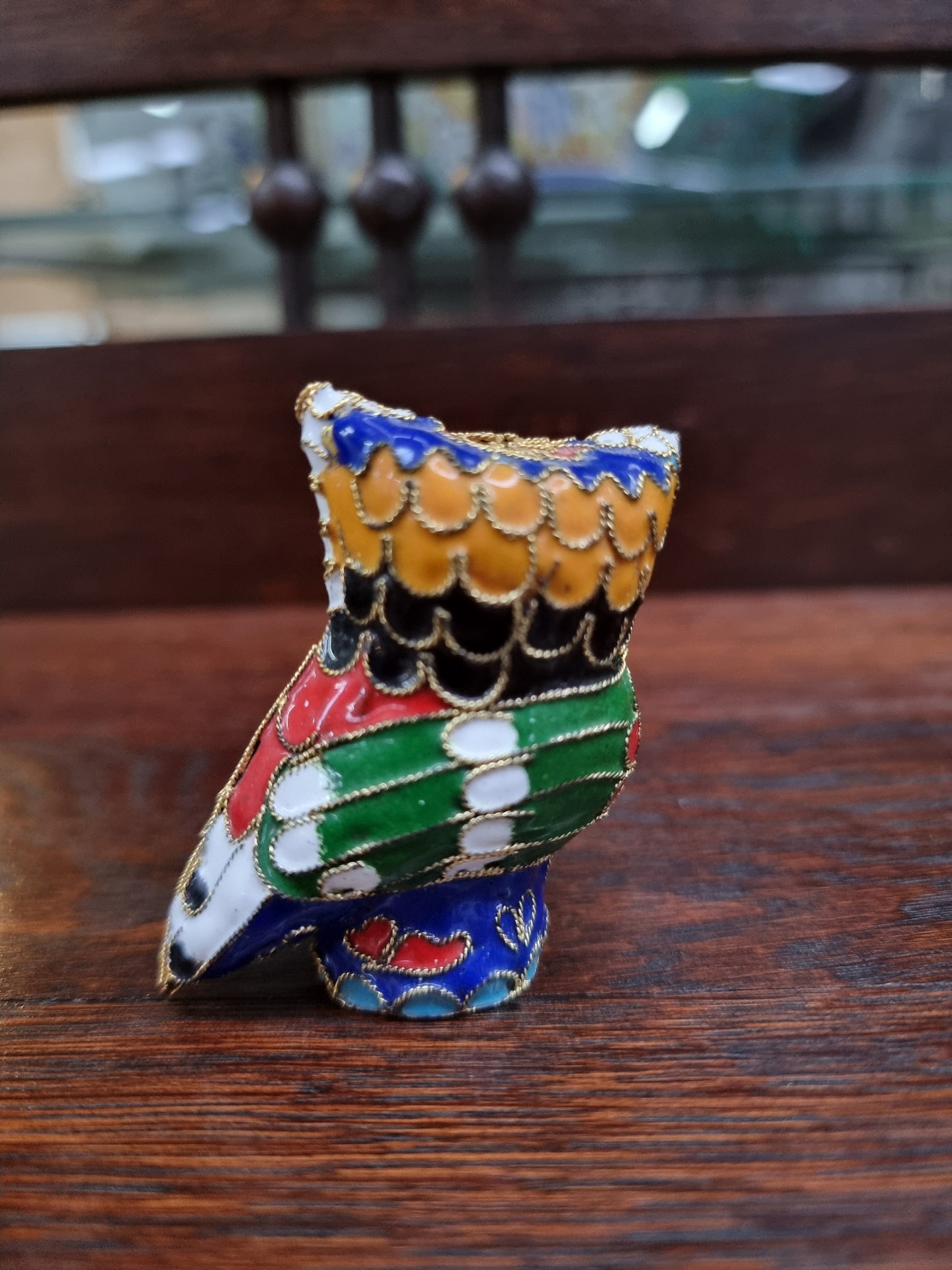 Vintage Cloisonne Enamel Owl