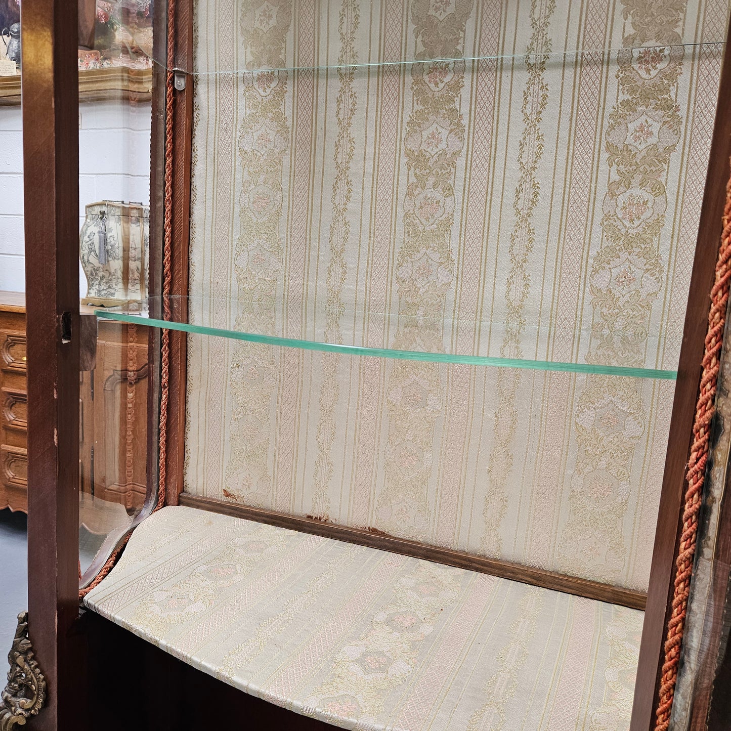 French Louis XV Style Bombe Shaped Vernis Martin Vitrine