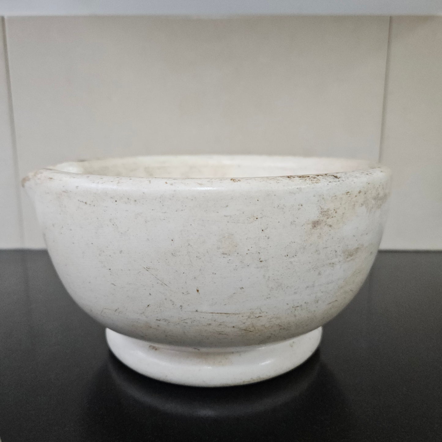 Antique Sheoak/Ceramic Apothecary Mortar and Pestle