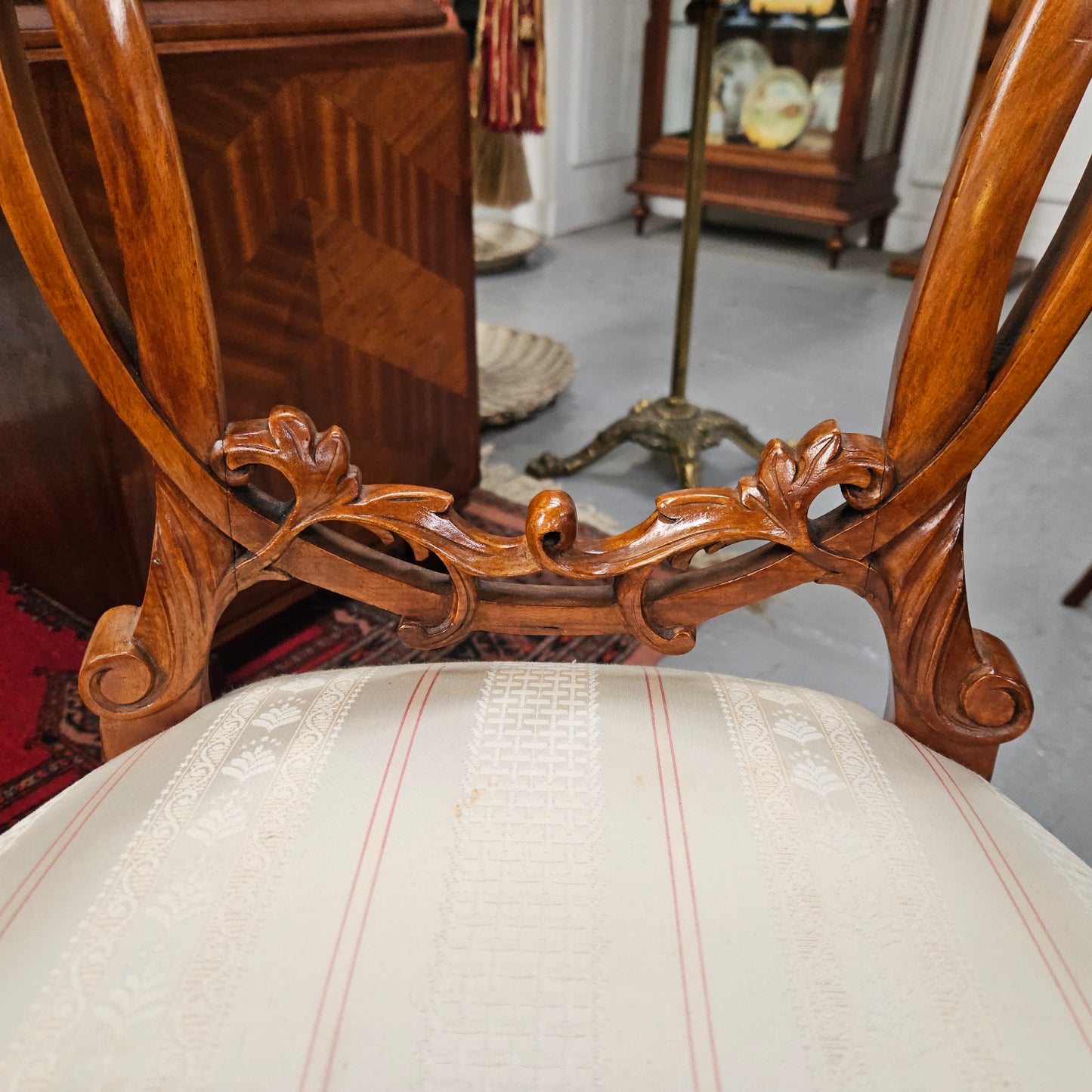 Victorian Walnut Carved Back Side Chair