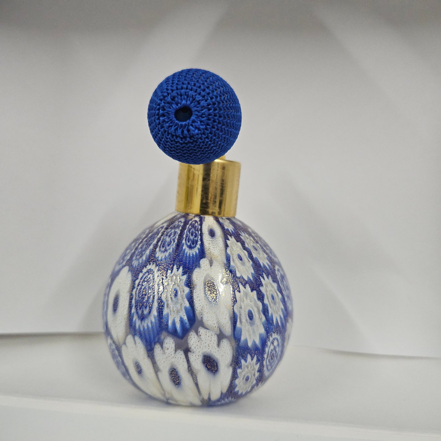 Blue/Gold Murano Millefiori Perfume Atomizer