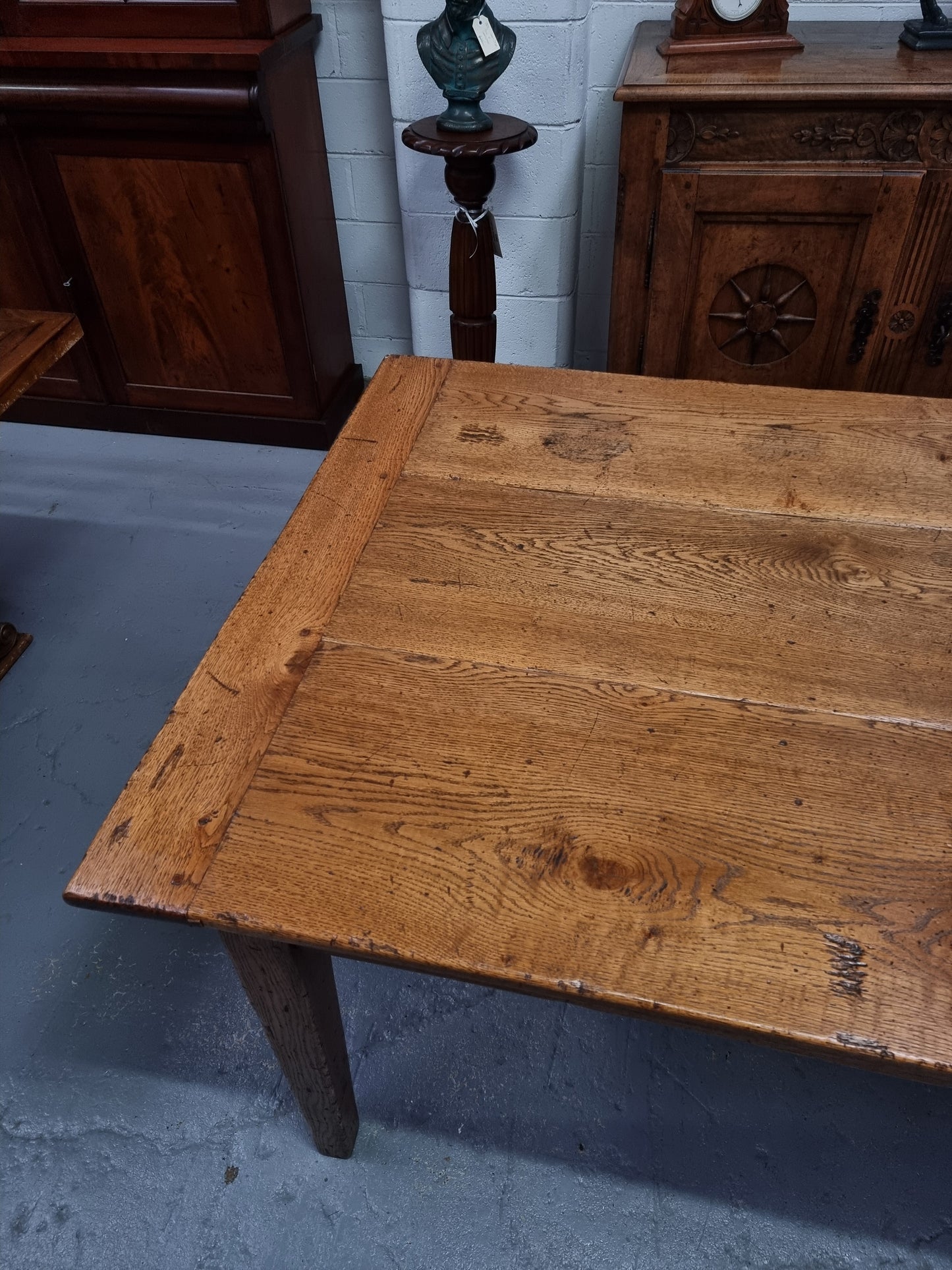 Vintage Reclaimed French Oak Three Plank Farmhouse Table