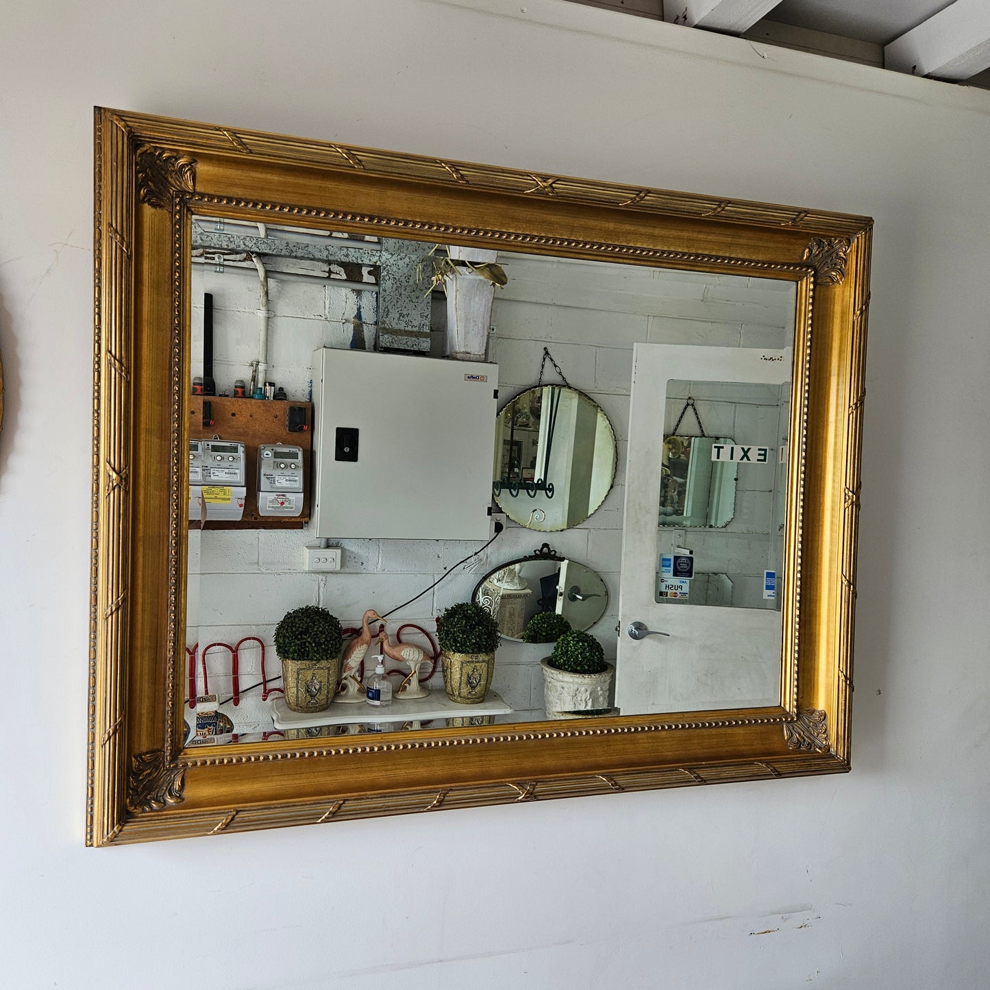 Beautiful Vintage Gilt Framed Bevelled Edged Mirror