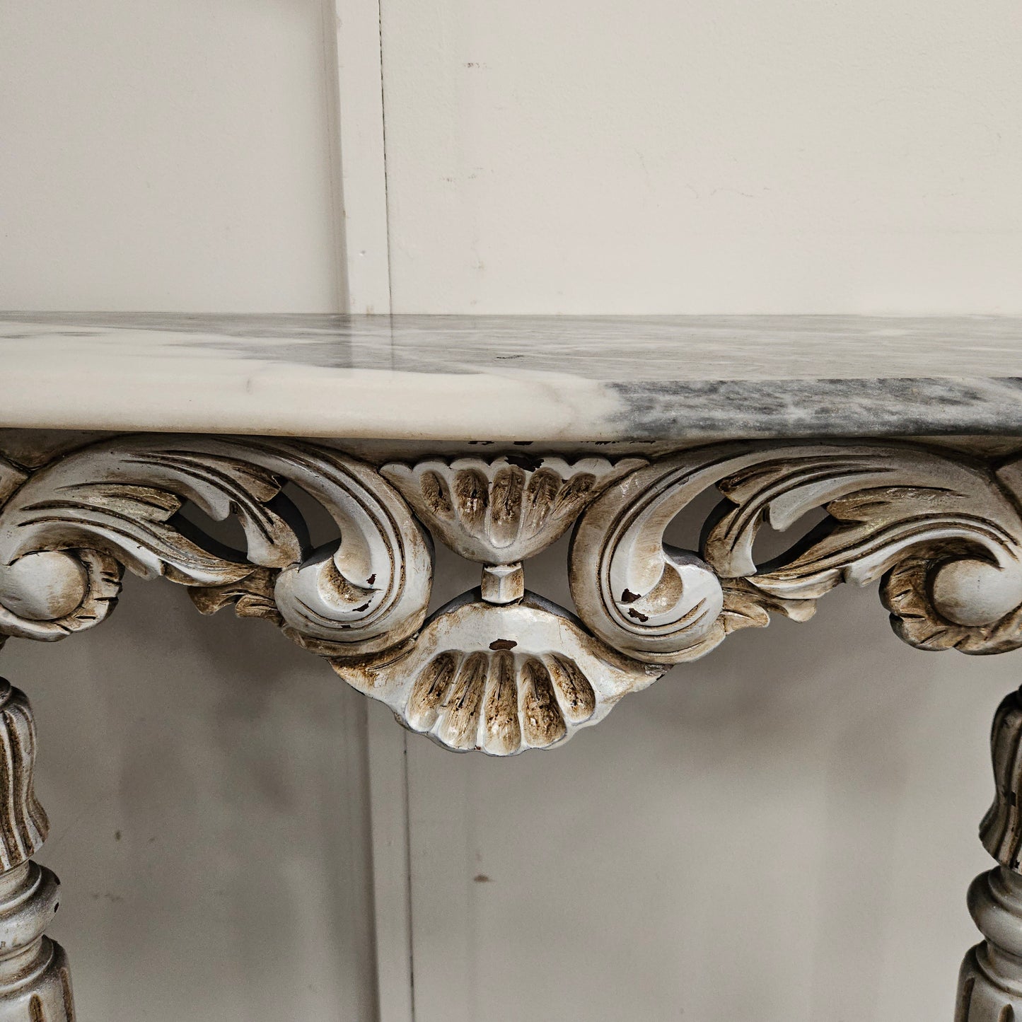 Louis XVI Style Painted Console Table With Marble Top