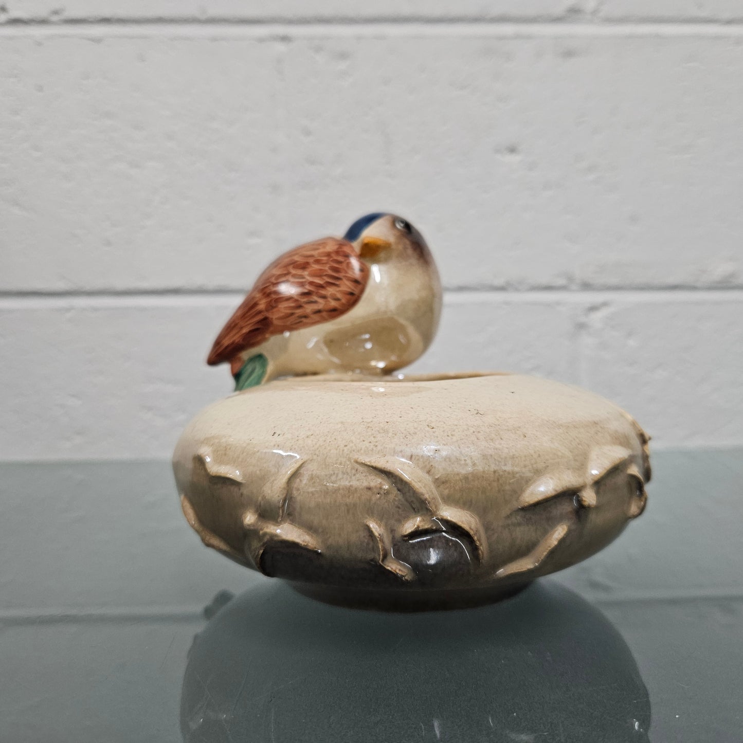 Unusual Hand Made & Hand Painted Bird Bowl