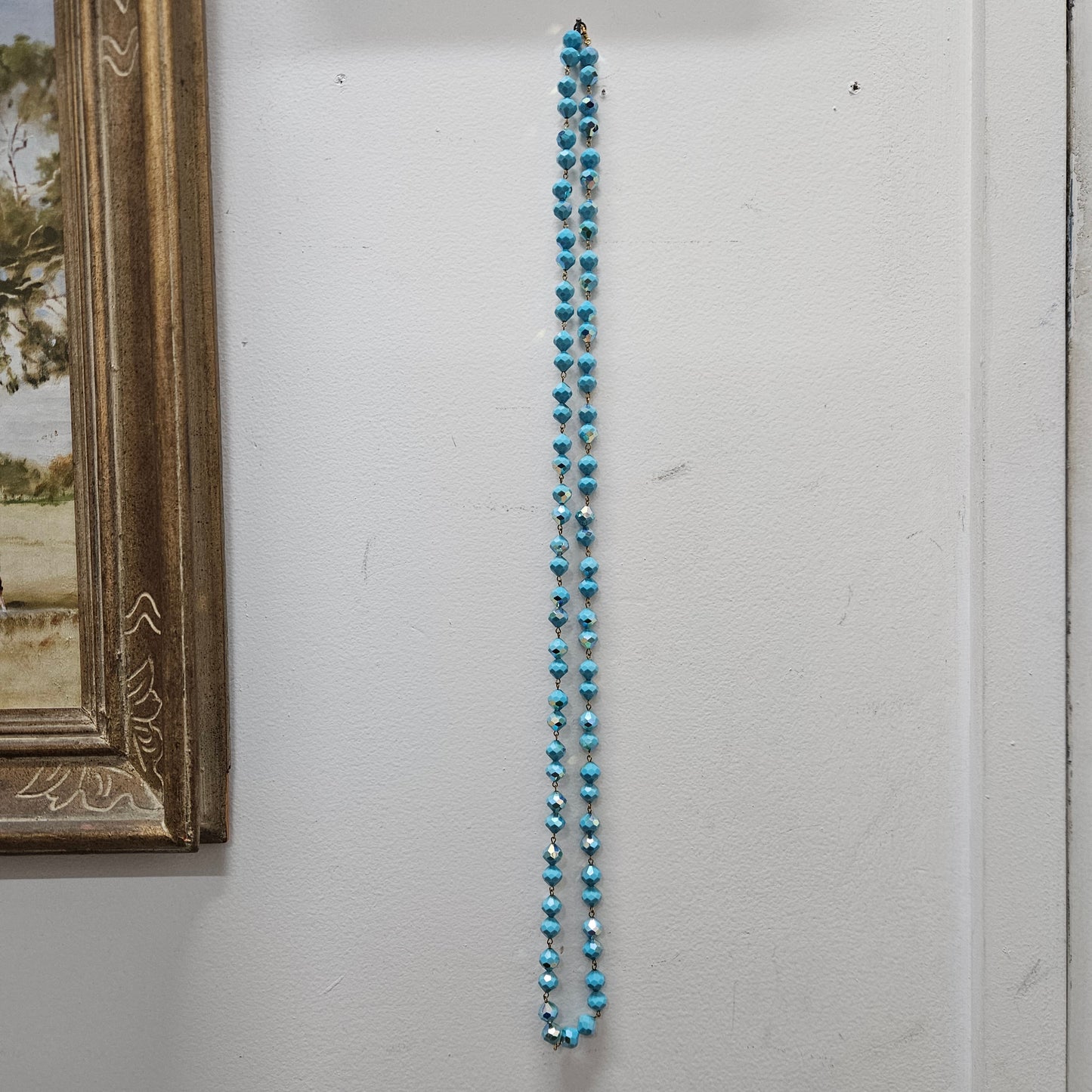 Vintage Turquoise Crystal Iridescent Glass Beads