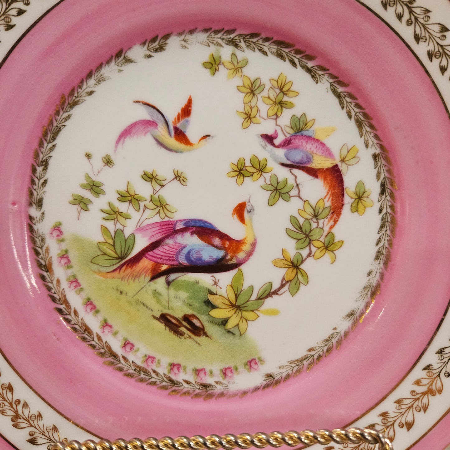 Antique Porcelain Pink/Gilt Plate