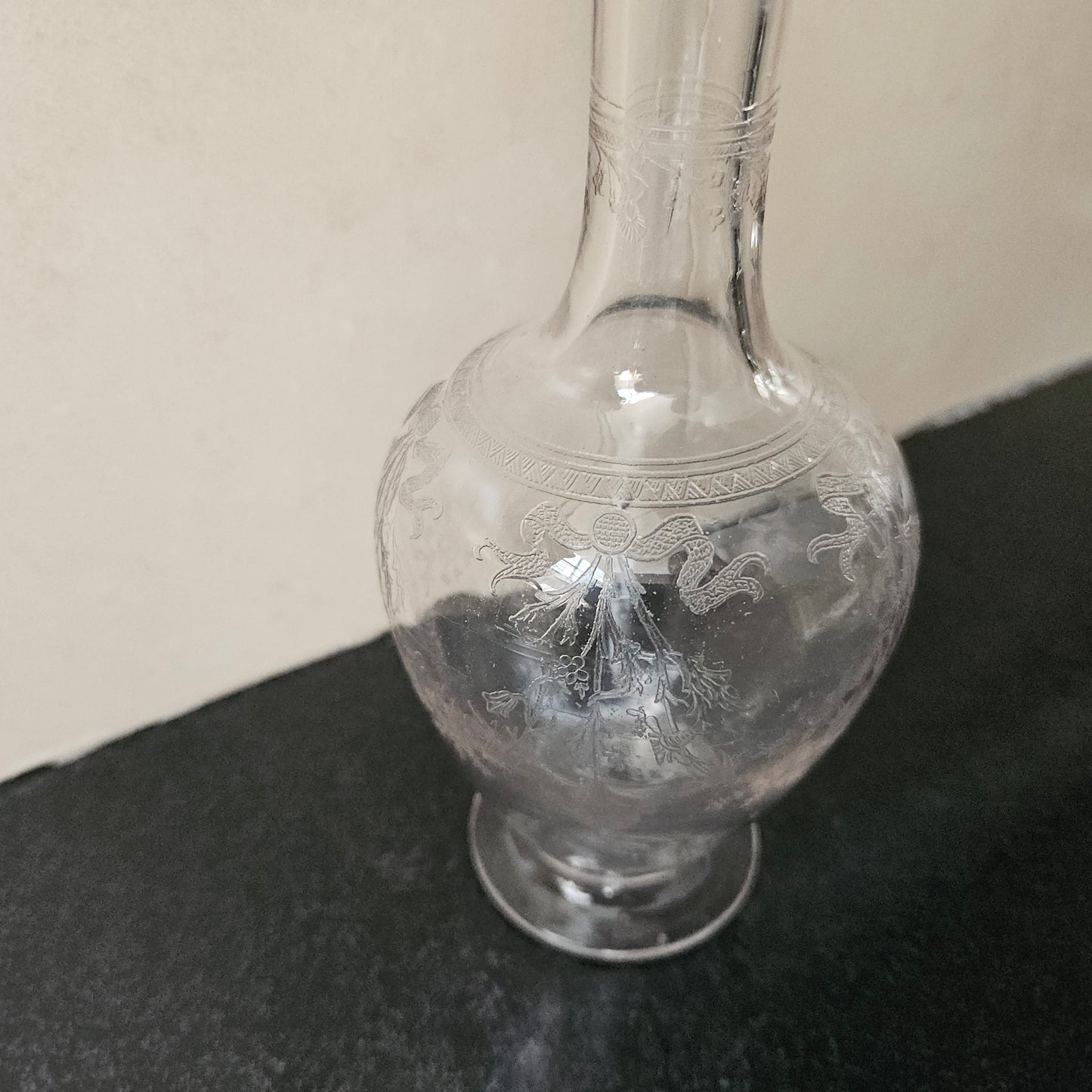 Antique Acid Etched Decanter