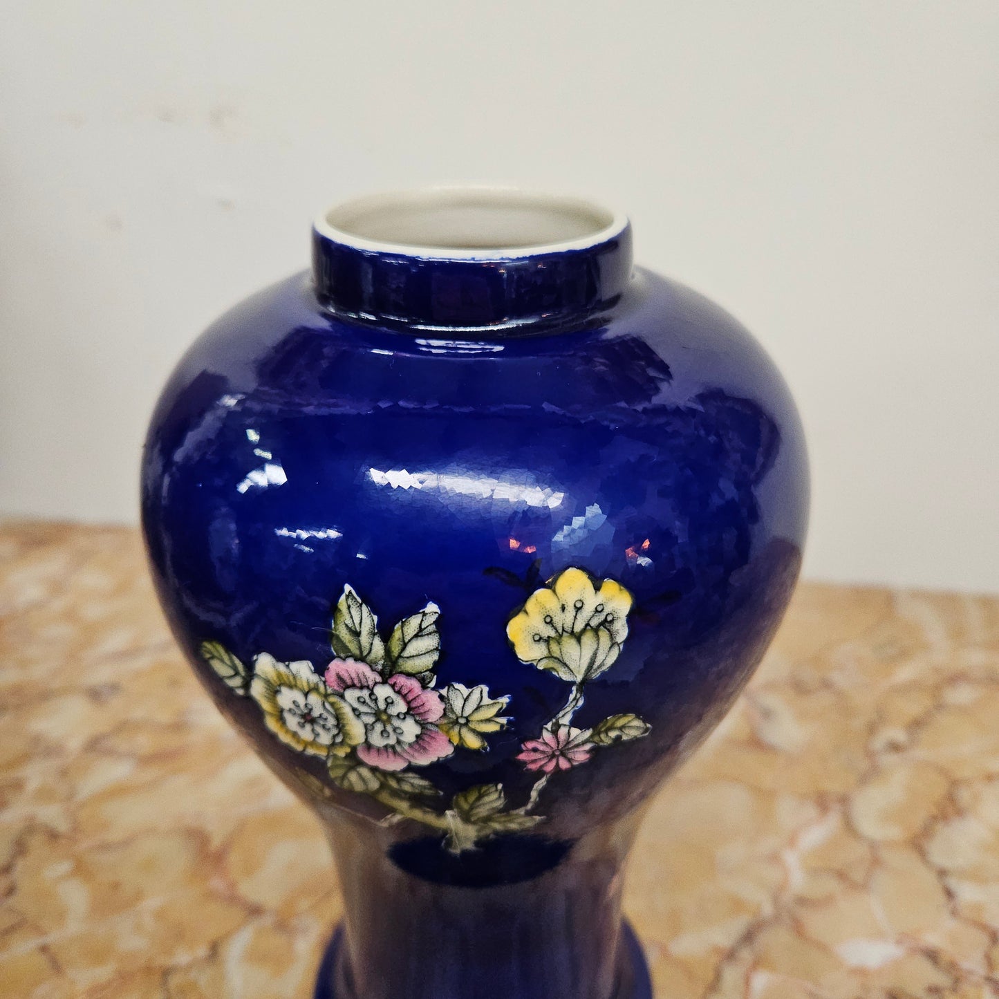 Crown Devon Cobalt Blue Lidded Vase