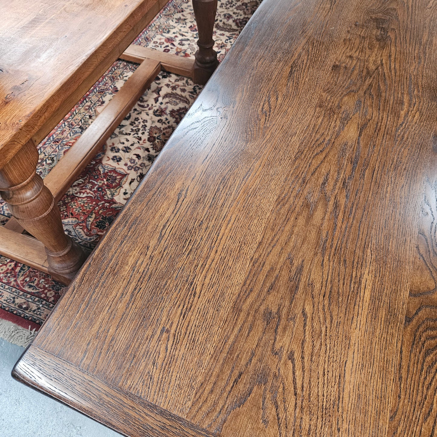 Dark Oak French Pedestal Base Dining Table