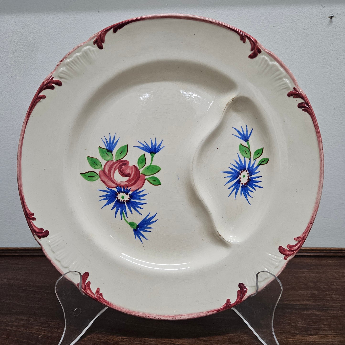 Longchamp French Antique Hand-Painted Ironstone Asparagus Plate