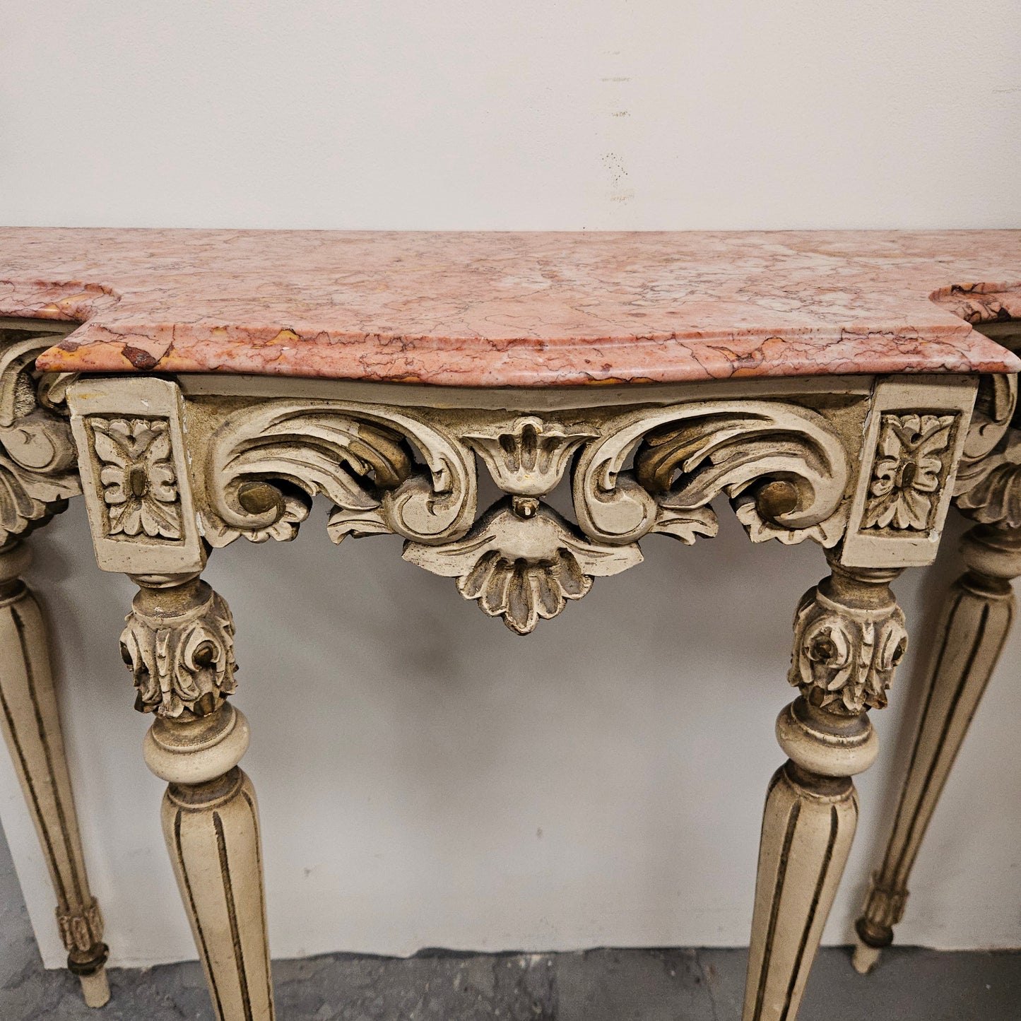 Louis XVI Style Painted Console Table With Marble Top