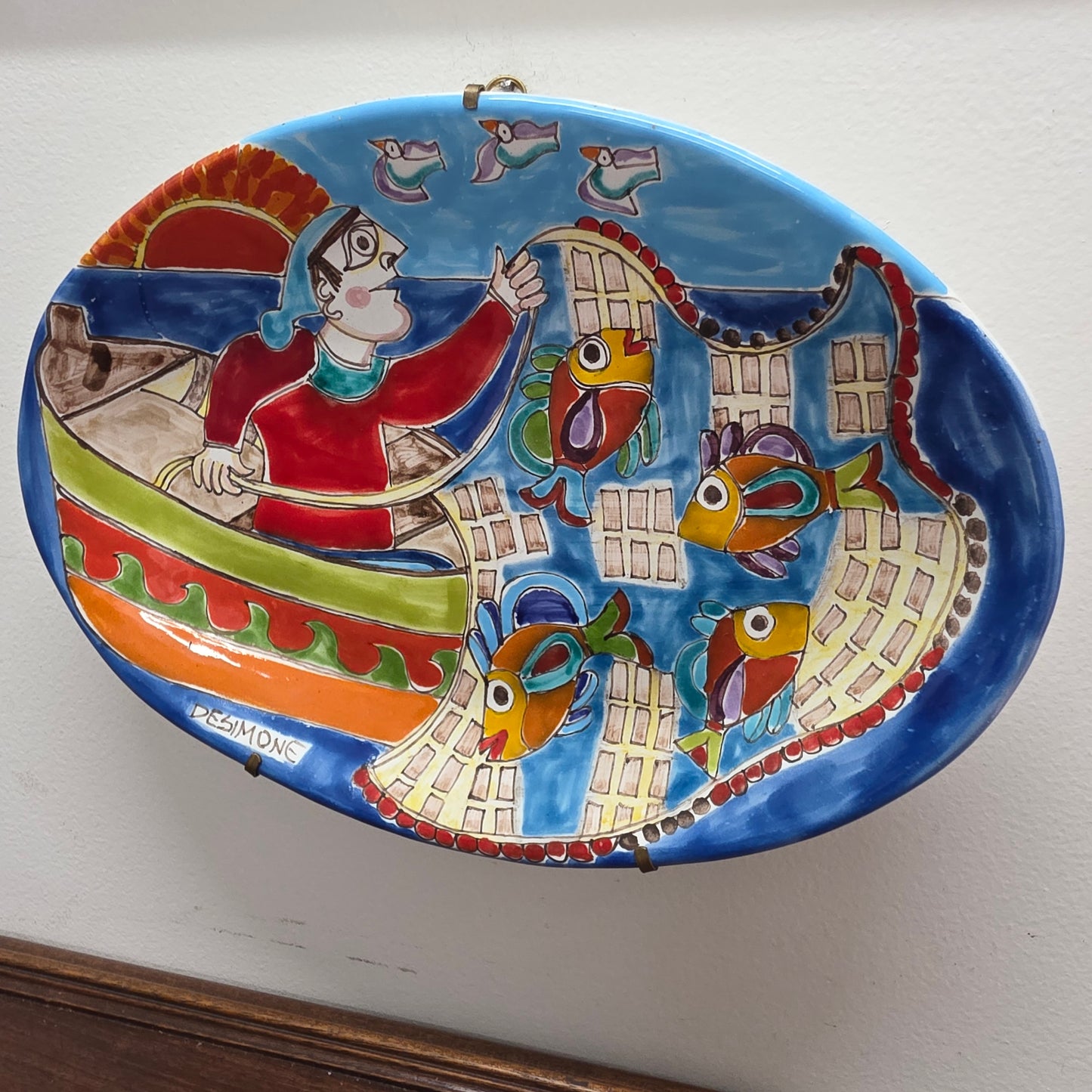 Vintage Oval Desimone Wall Display Plate
