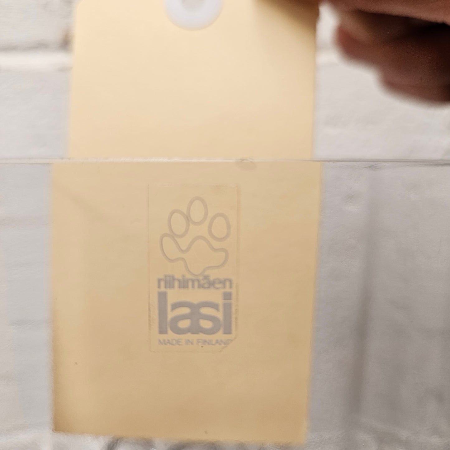 Riihimaen " Lasi Stella Polaris" glass vase made in Finland with its original sticker. In good original condition with no chips or cracks.
