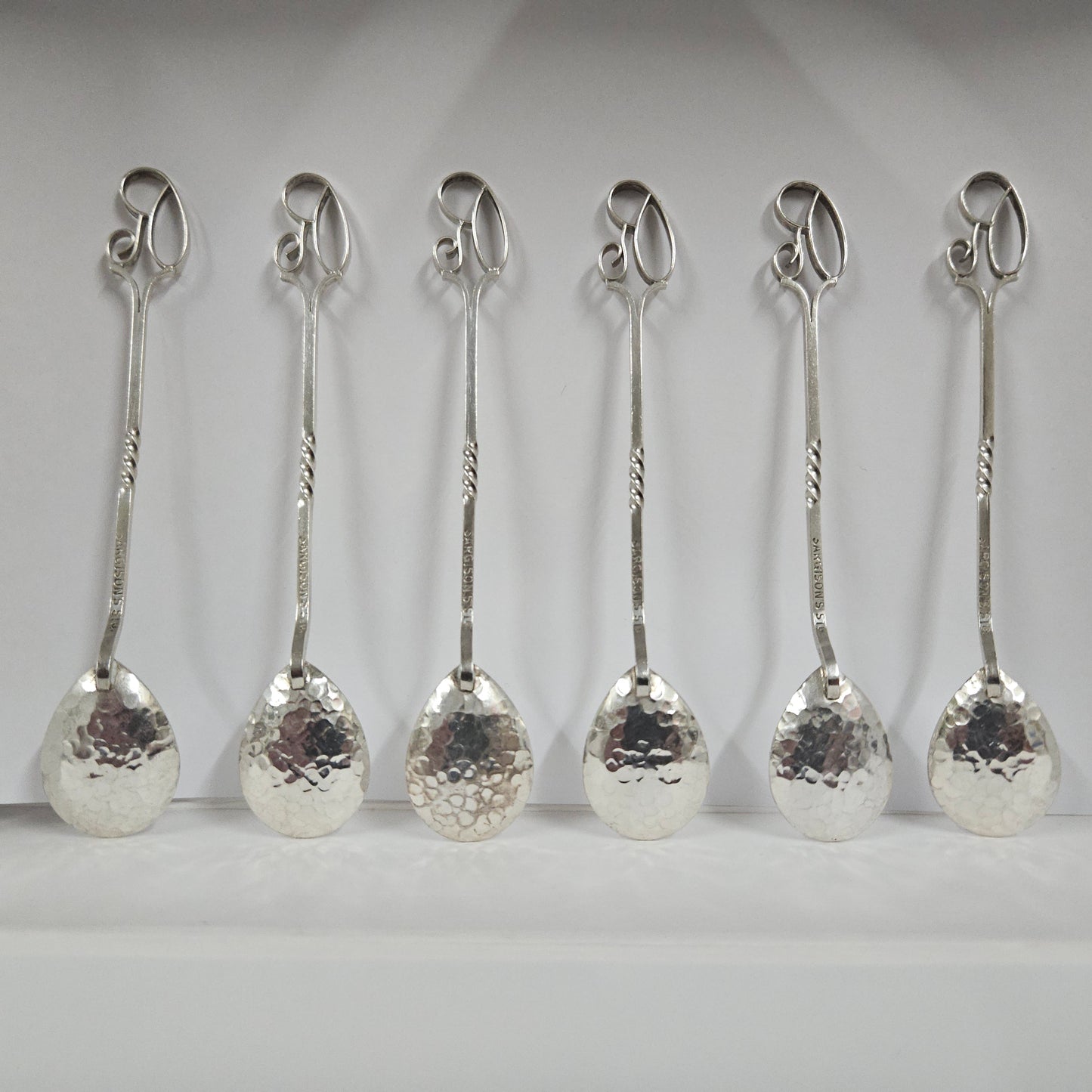 Set of 6 Sargison's (Hobart, Tasmania) Australian Arts & Crafts Sterling Silver Coffee Spoons