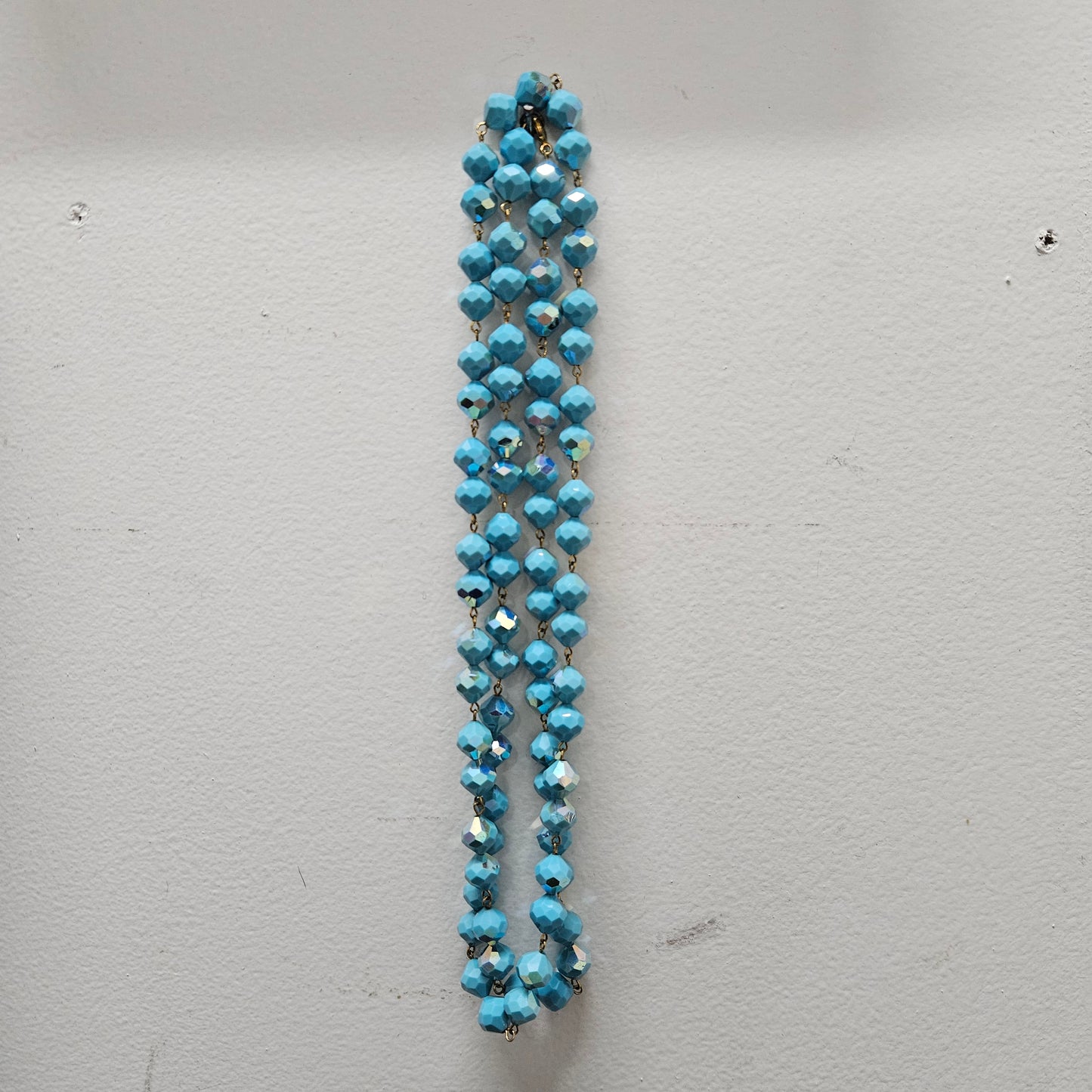 Vintage Turquoise Crystal Iridescent Glass Beads