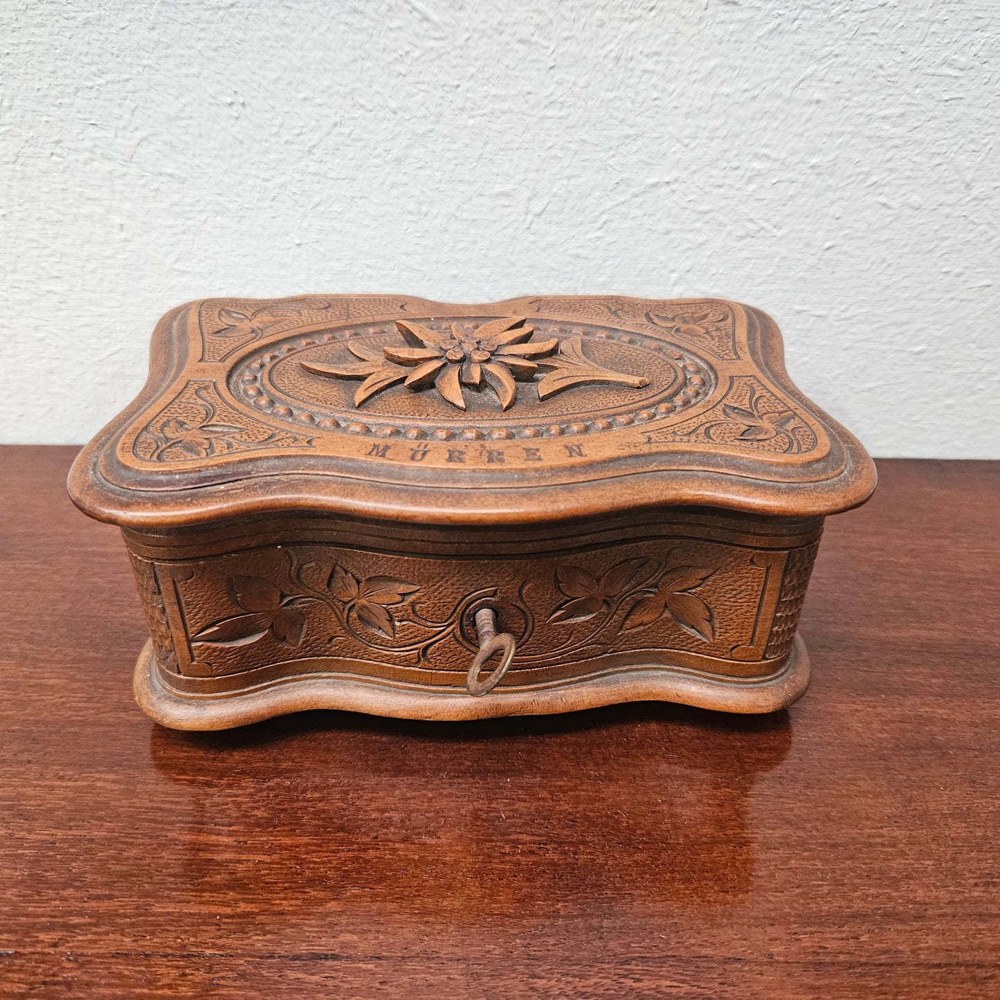 Antique Swiss Walnut Trinket Box