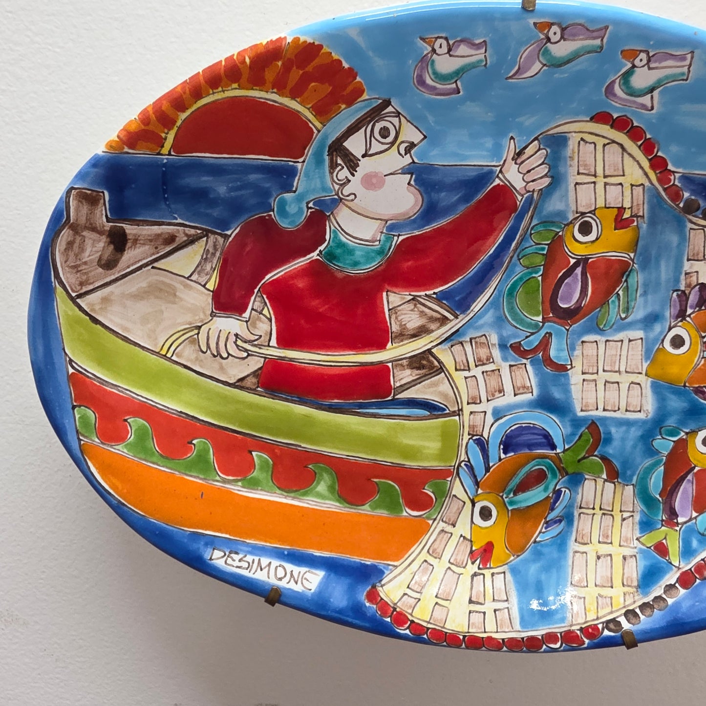 Vintage Oval Desimone Wall Display Plate
