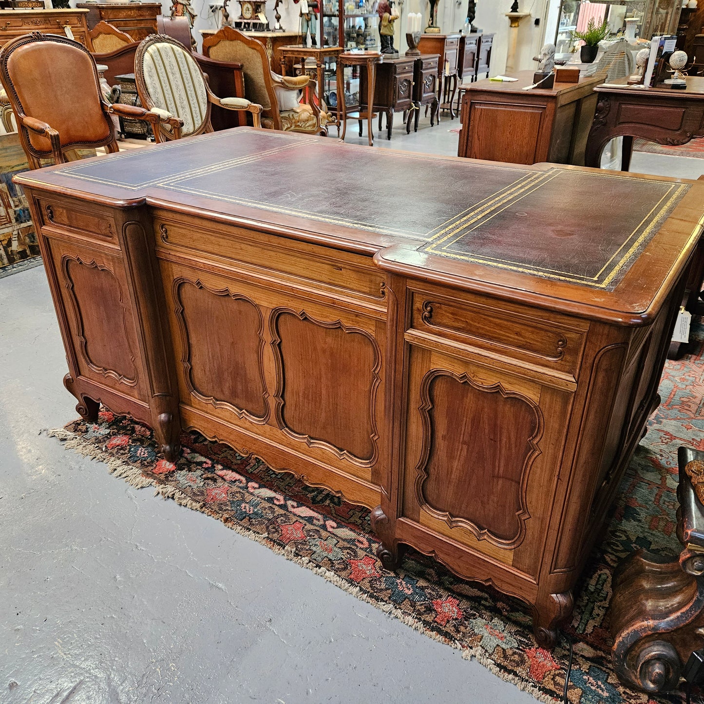 Stunning French Louis XV Style Leather Top Desk