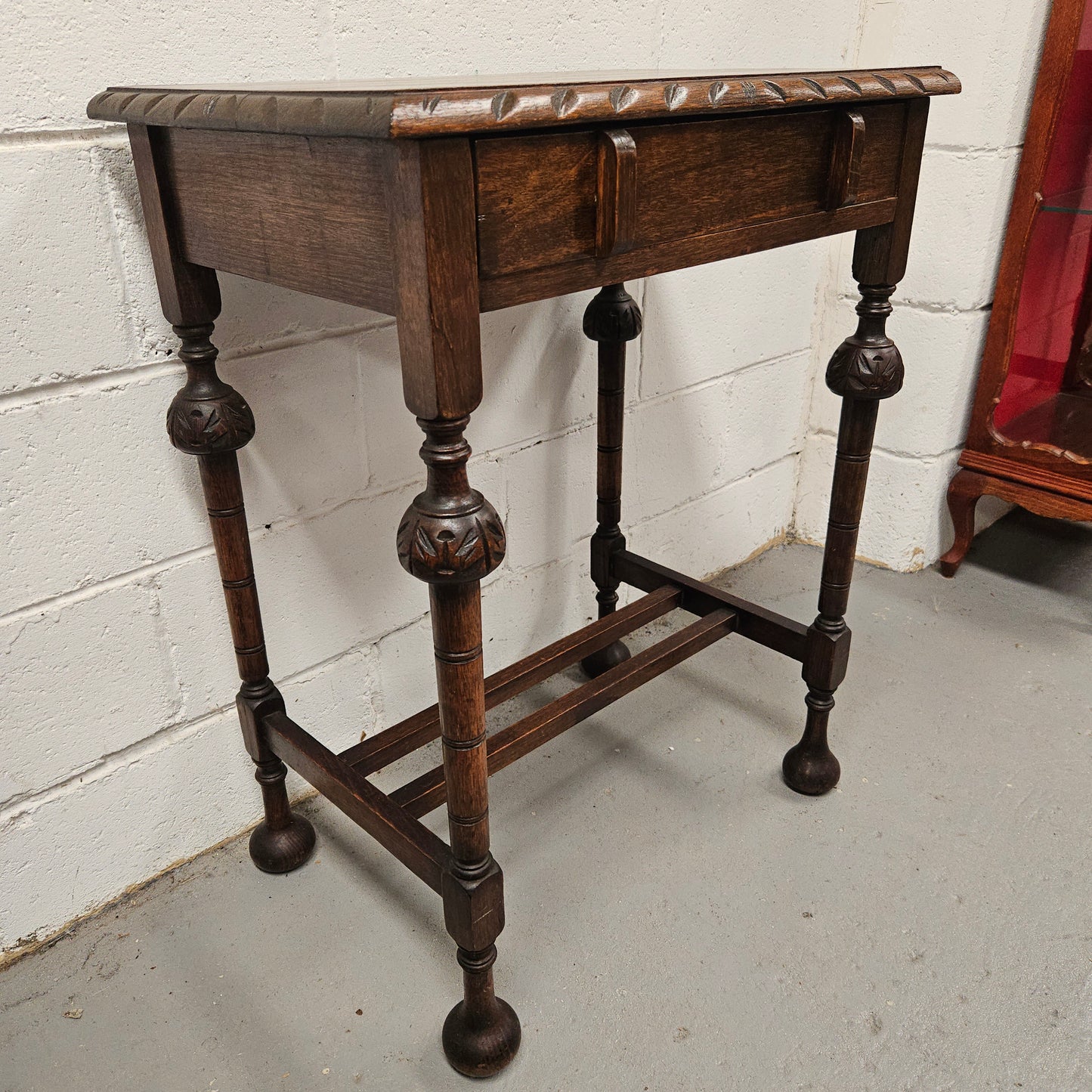 Period Oak Side Table With Drawer