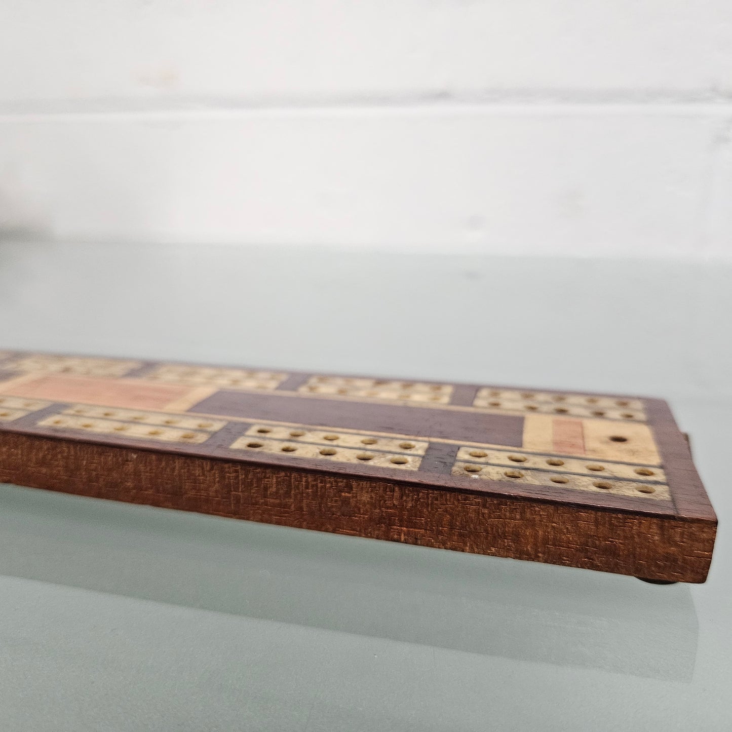 Antique Cribbage Inlaid Timber Board
