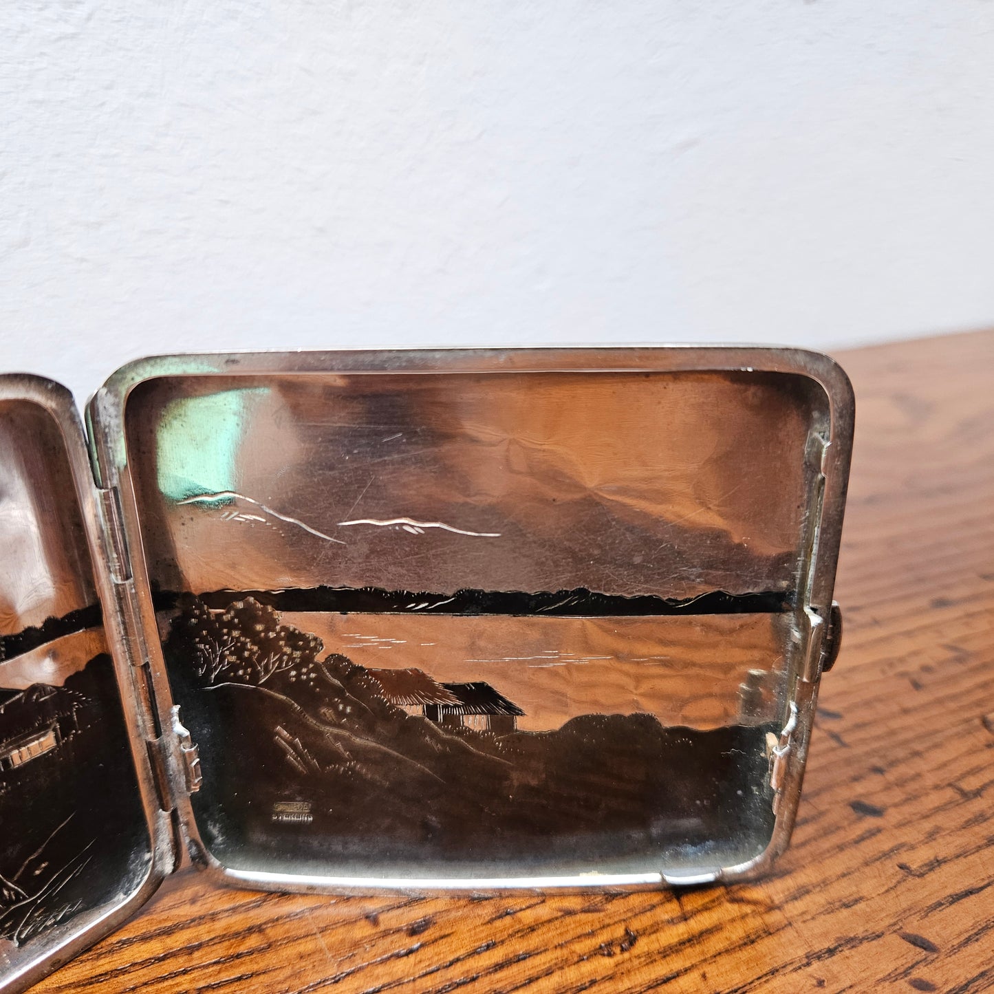 Antique Japanese Mixed Metal Engraved/Embossed Cigarette Case