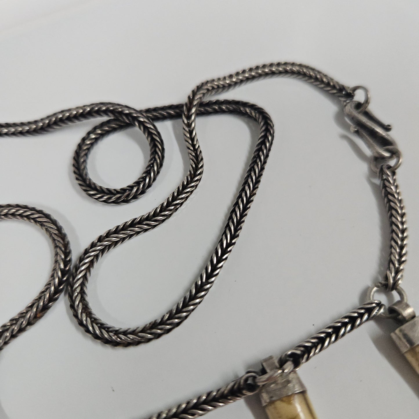 Vintage Silver & Bone Lucky Charm Necklace