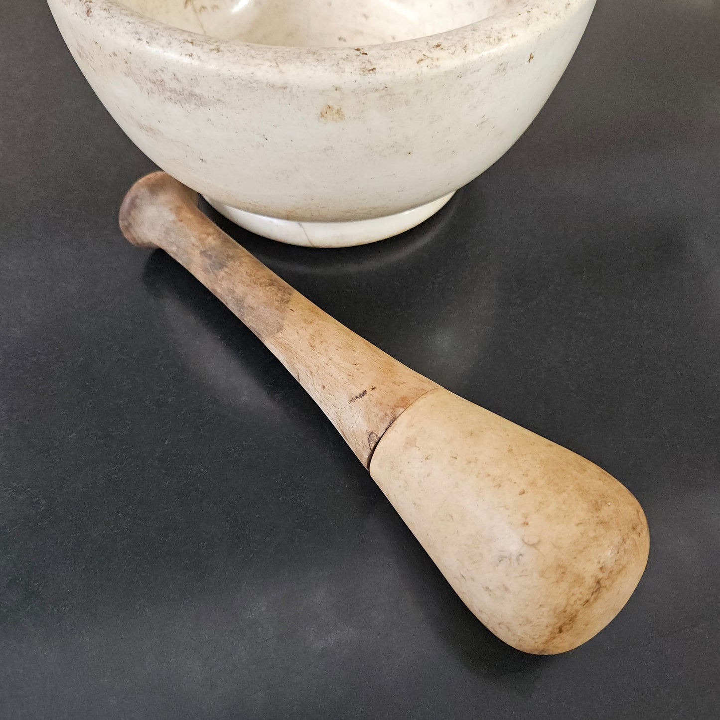 Antique Sheoak/Ceramic Apothecary Mortar and Pestle