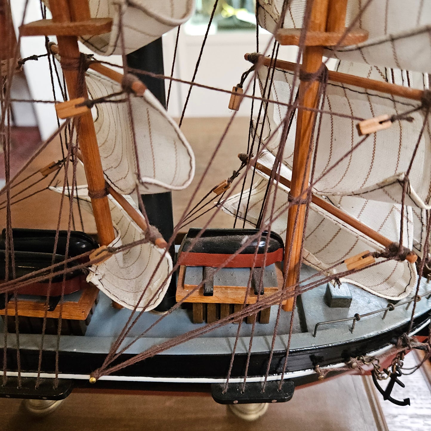 Nautical Sail Ship Table Lamp on Wooden Base