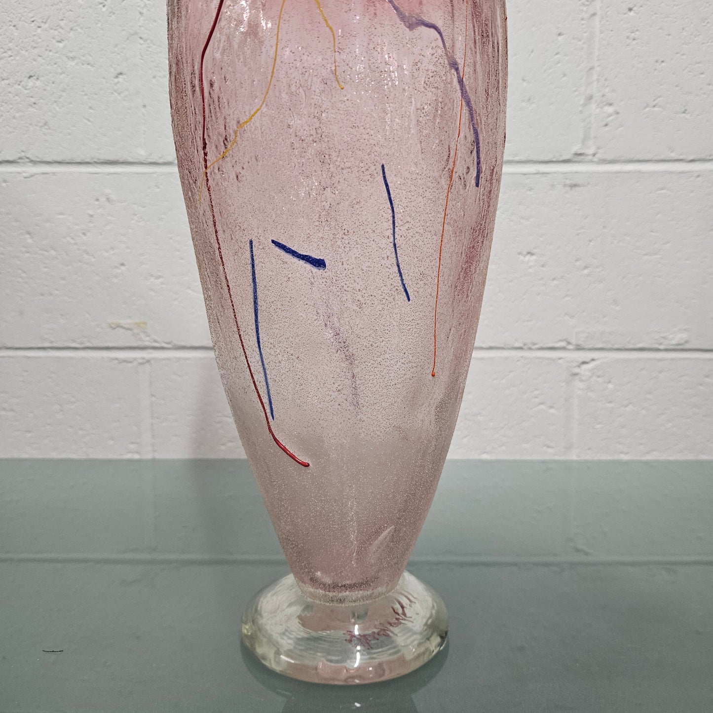 Mid Century Modern Art Glass Vase Signed On Base